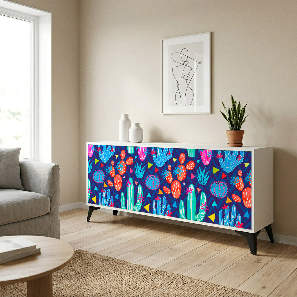 CACTUS VIBES Komoda 3-drzwiowa korpus Biały