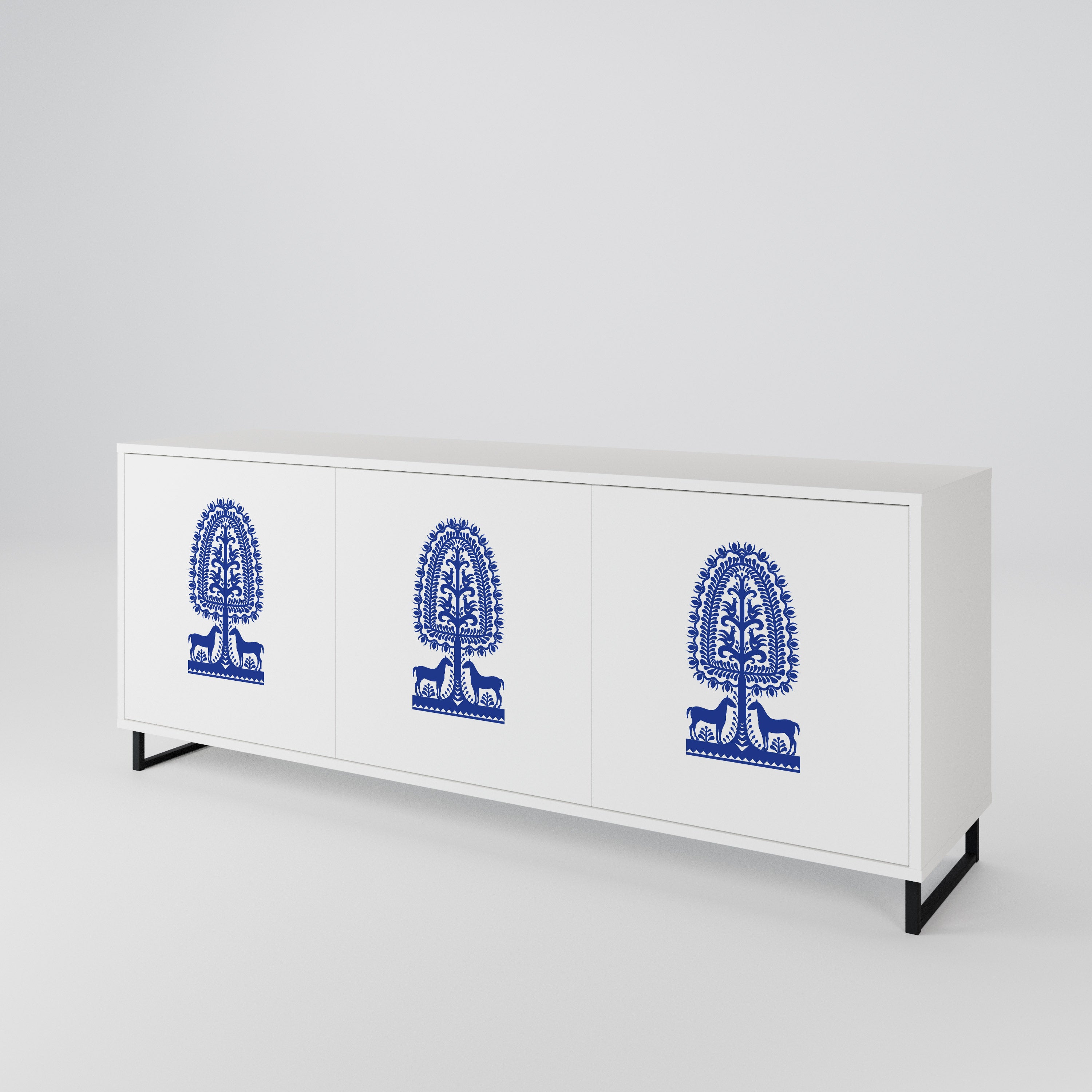 POLISH FOLK ART Komoda 3-drzwiowa korpus Biały