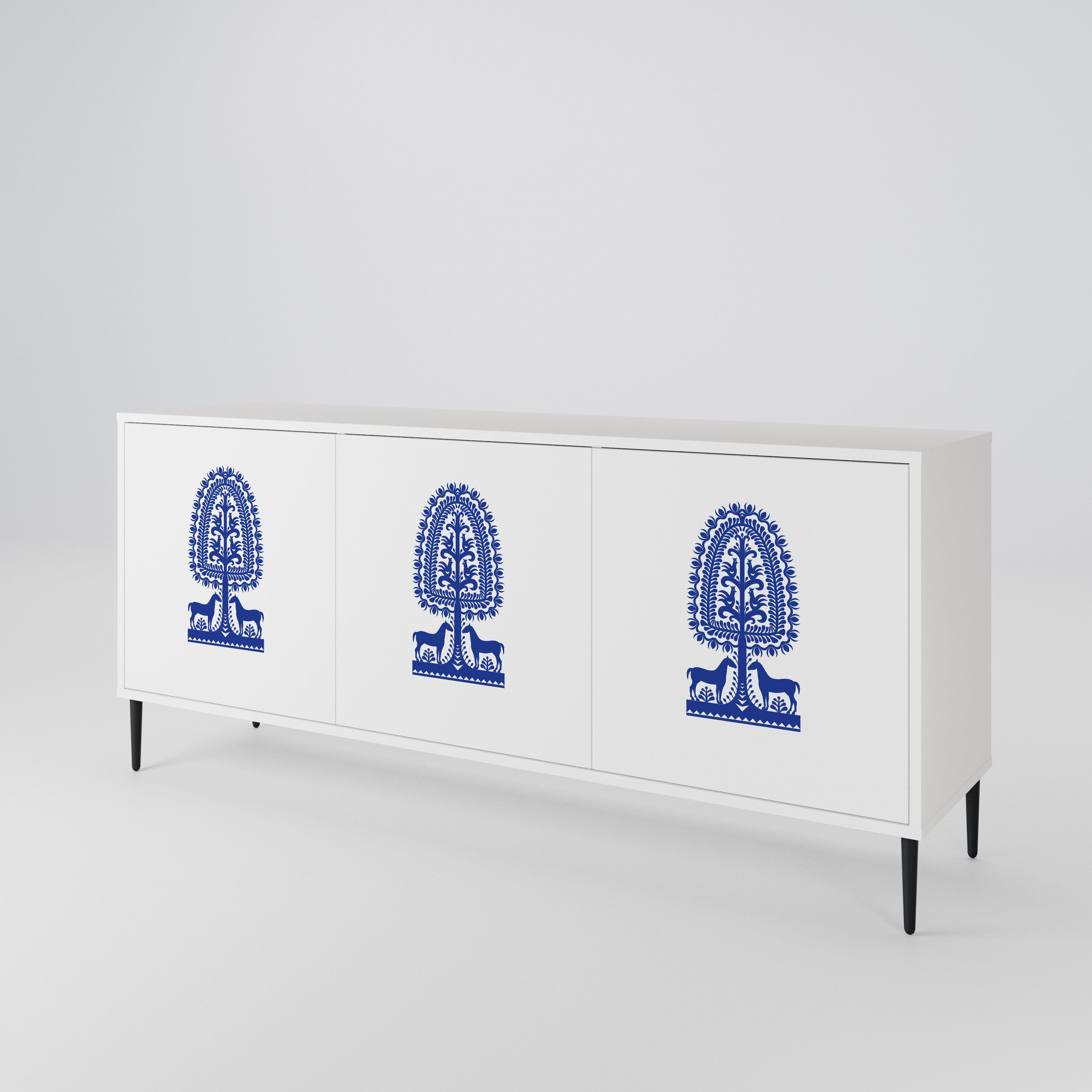POLISH FOLK ART Komoda 3-drzwiowa korpus Biały