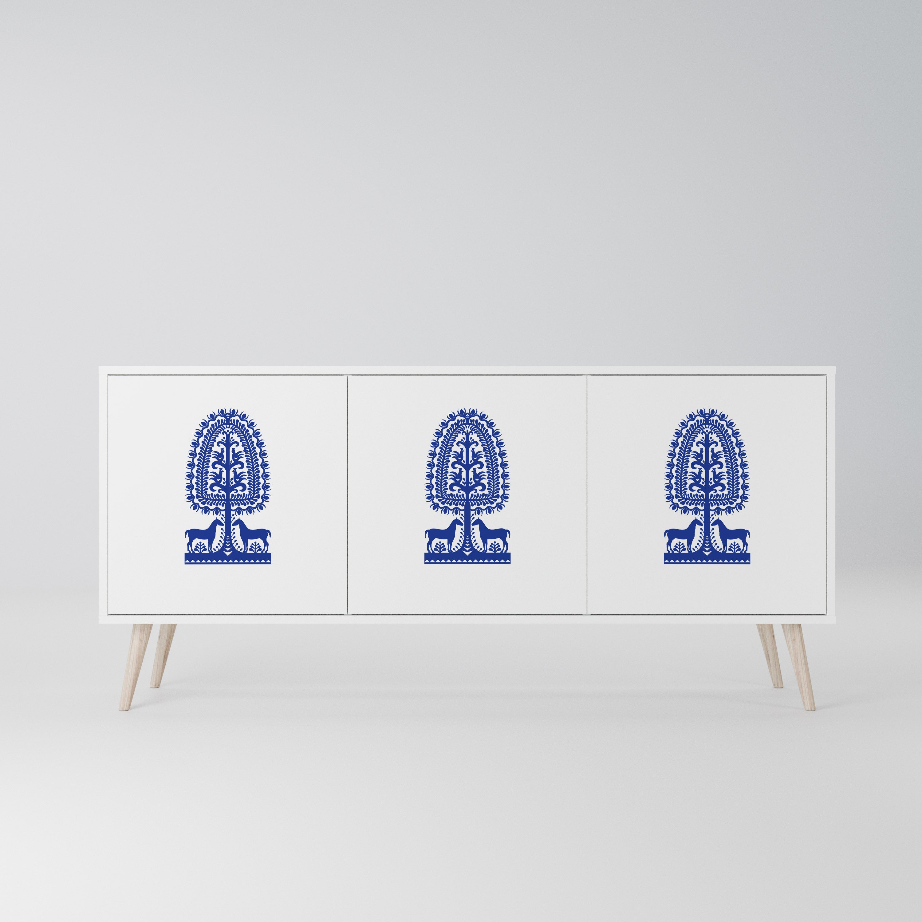 POLISH FOLK ART Komoda 3-drzwiowa korpus Biały