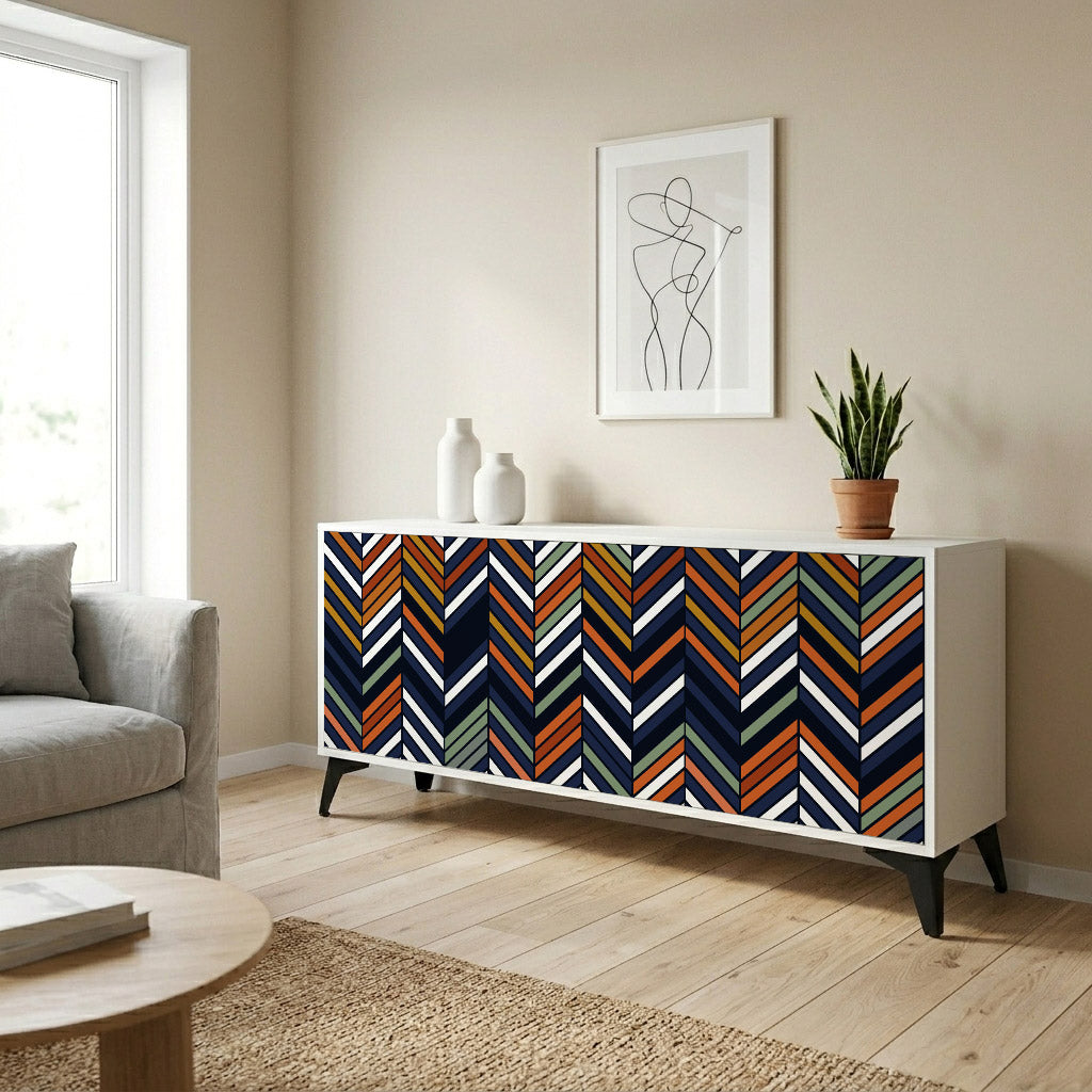 VIBRANT PATCHWORK Komoda 3-drzwiowa korpus Biały