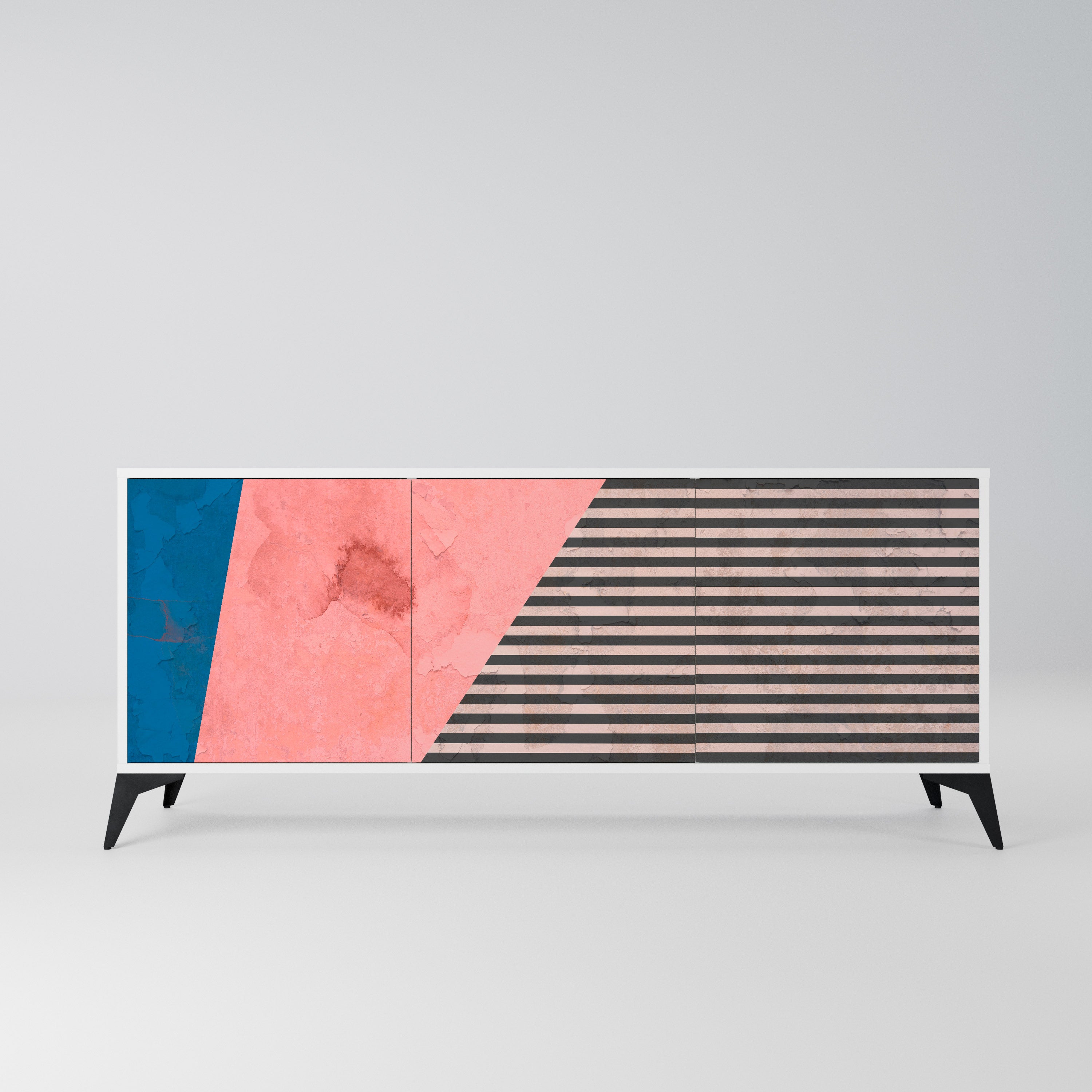 GLAMOROUS STRIPE Komoda 3-drzwiowa korpus Biały