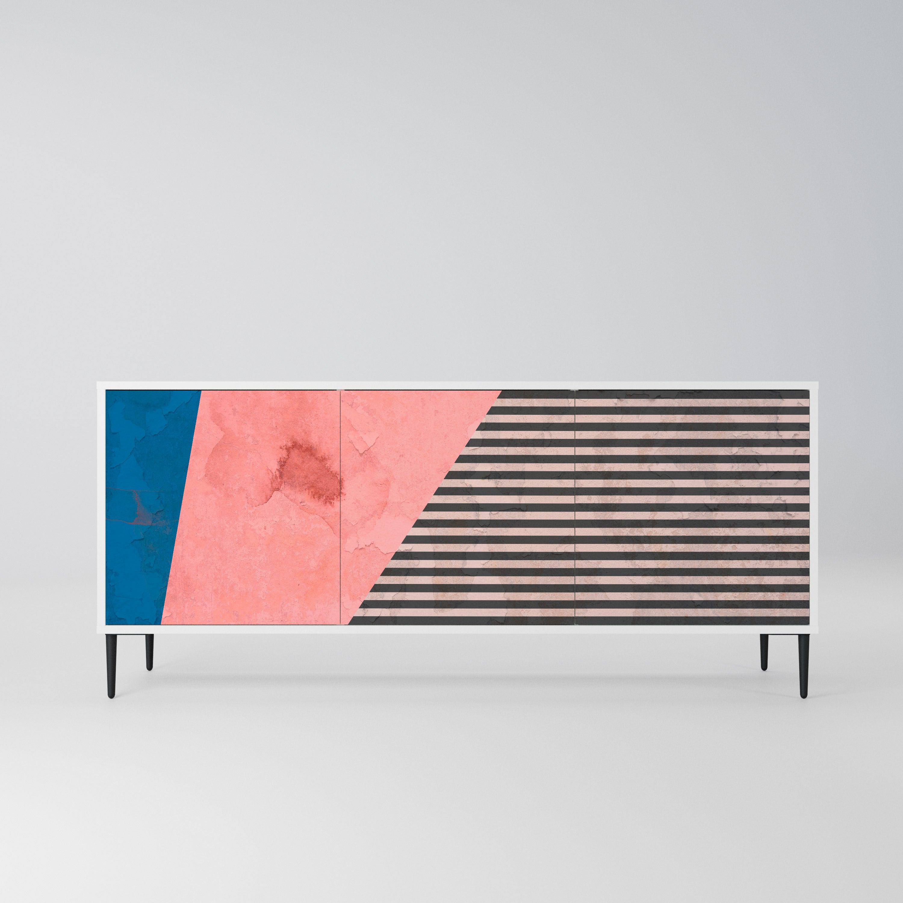 GLAMOROUS STRIPE Komoda 3-drzwiowa korpus Biały