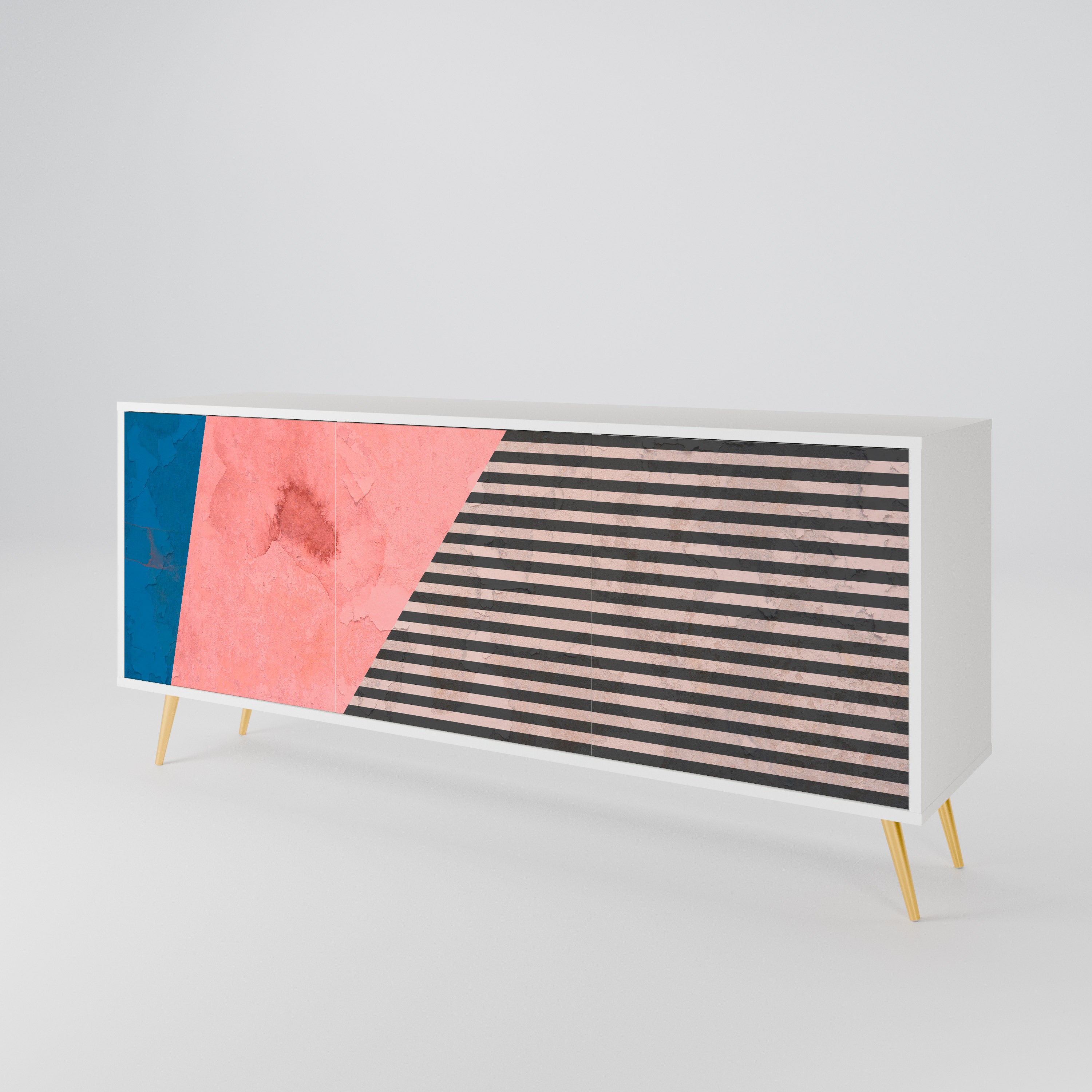 GLAMOROUS STRIPE Komoda 3-drzwiowa korpus Biały