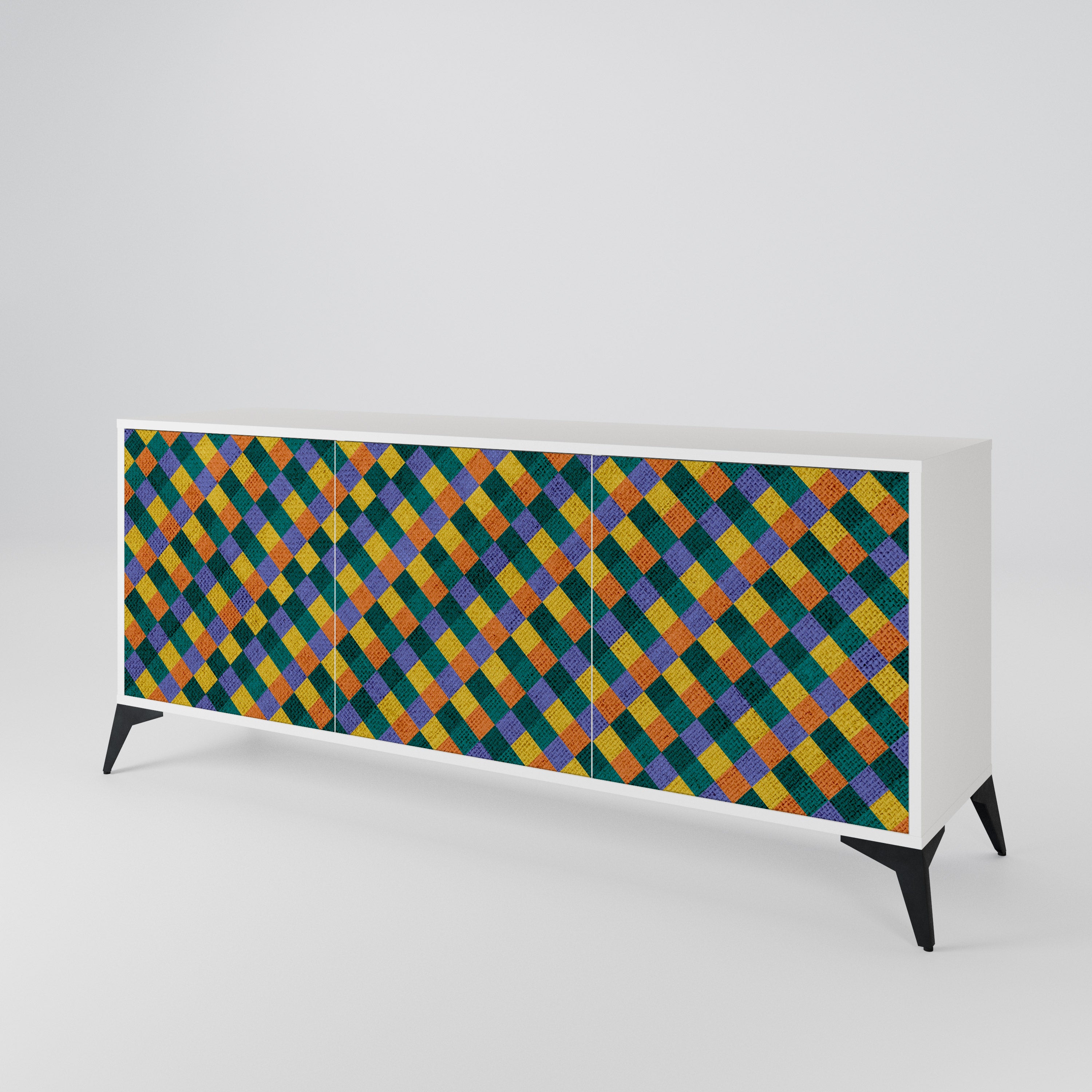 PAINTED SQUARES MIX Komoda 3-drzwiowa korpus Biały