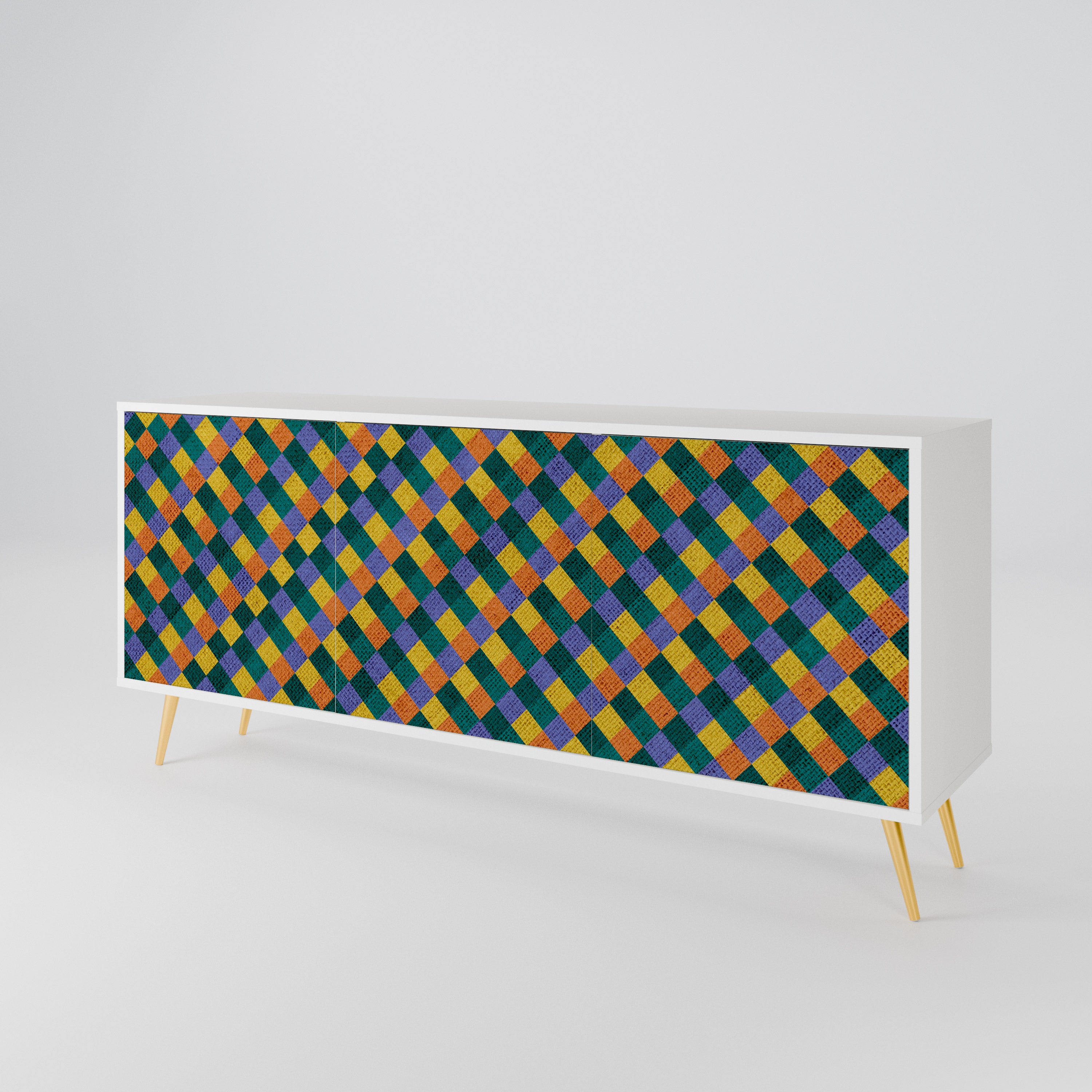 PAINTED SQUARES MIX Komoda 3-drzwiowa korpus Biały