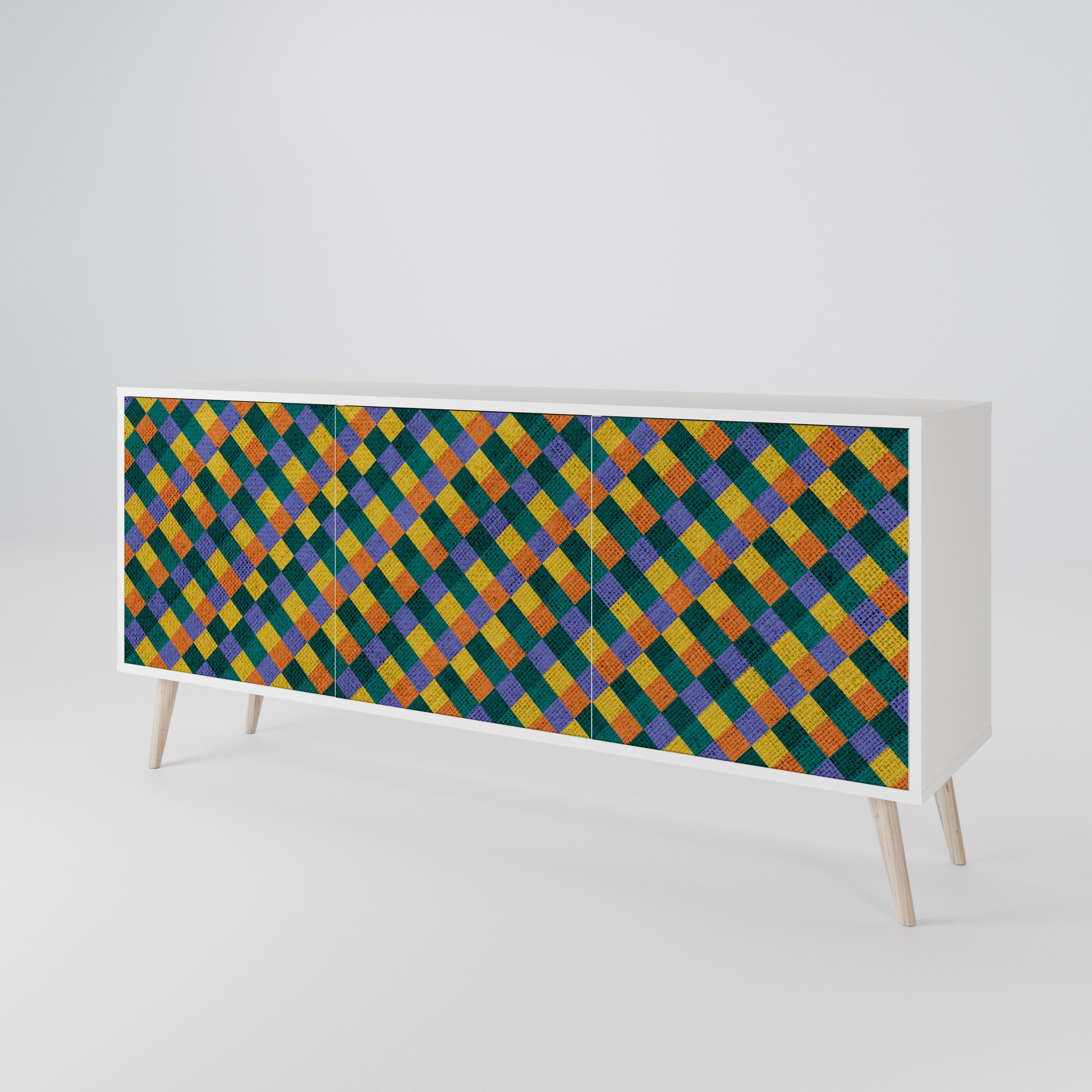 PAINTED SQUARES MIX Komoda 3-drzwiowa korpus Biały