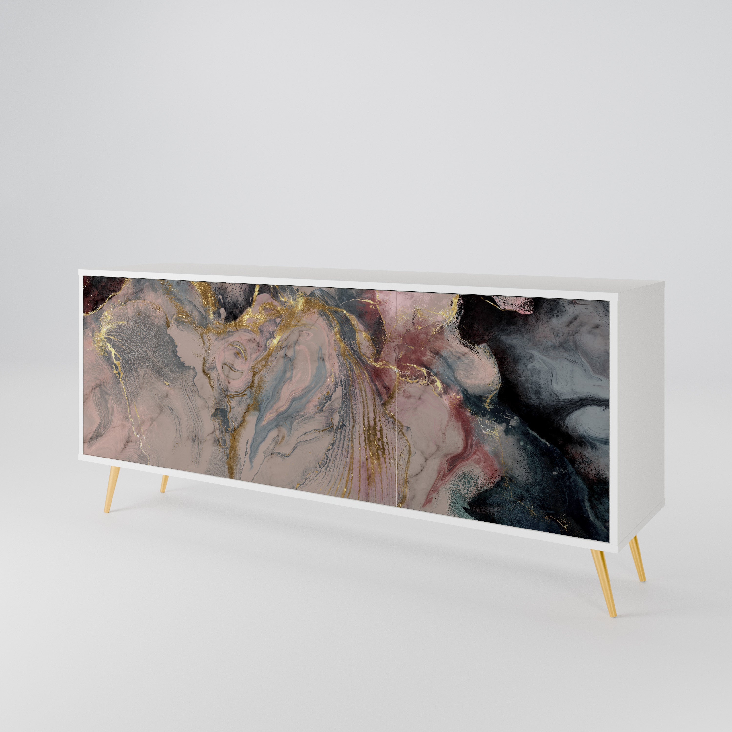 GILDED SWIRLS Komoda 3-drzwiowa korpus Biały