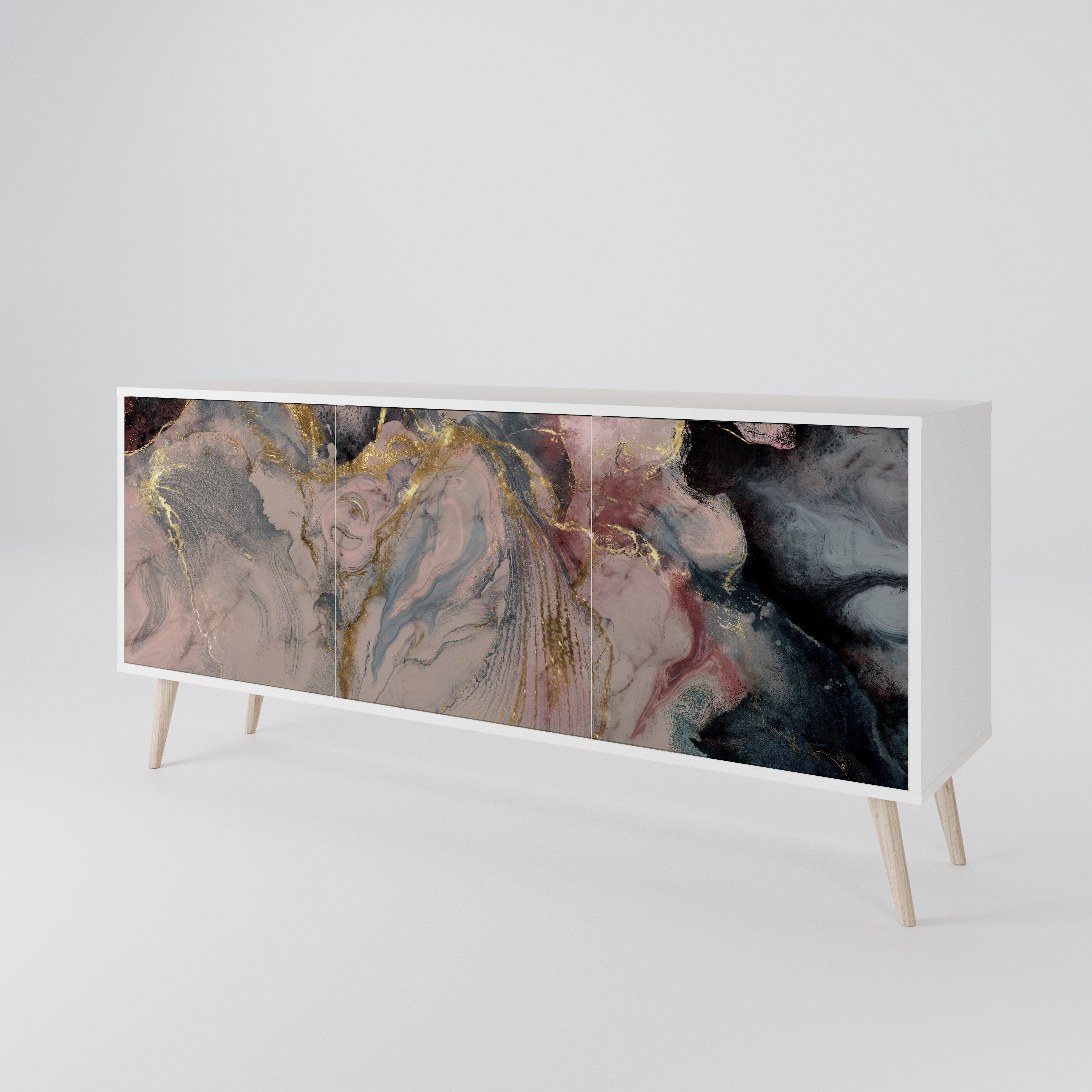 GILDED SWIRLS Komoda 3-drzwiowa korpus Biały