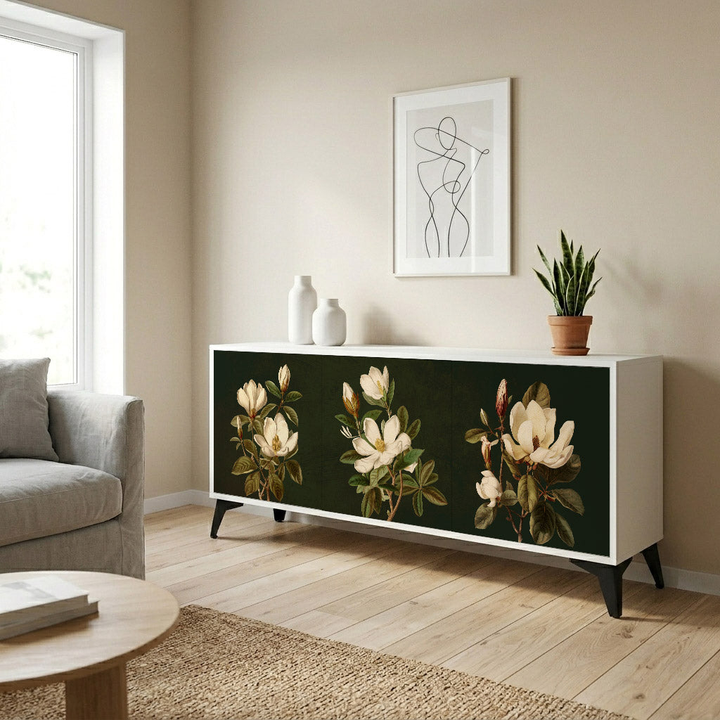 FLORAL NOIR Komoda 3-drzwiowa korpus Biały