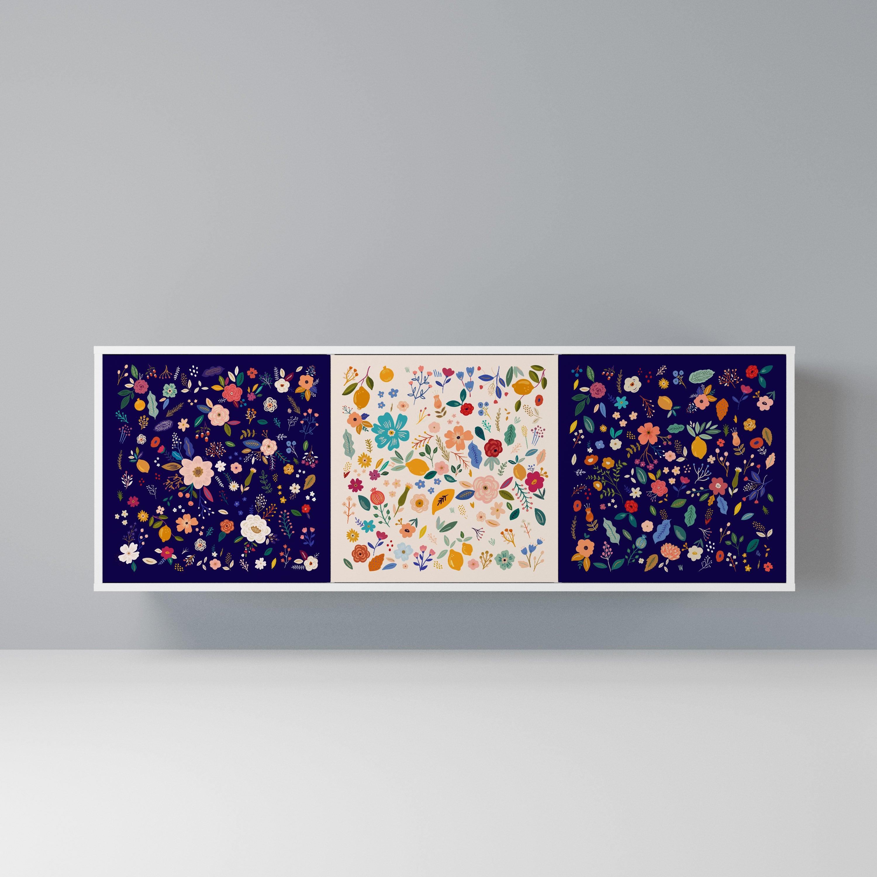 FLORAL COMBINATION Komoda 3-drzwiowa korpus Biały