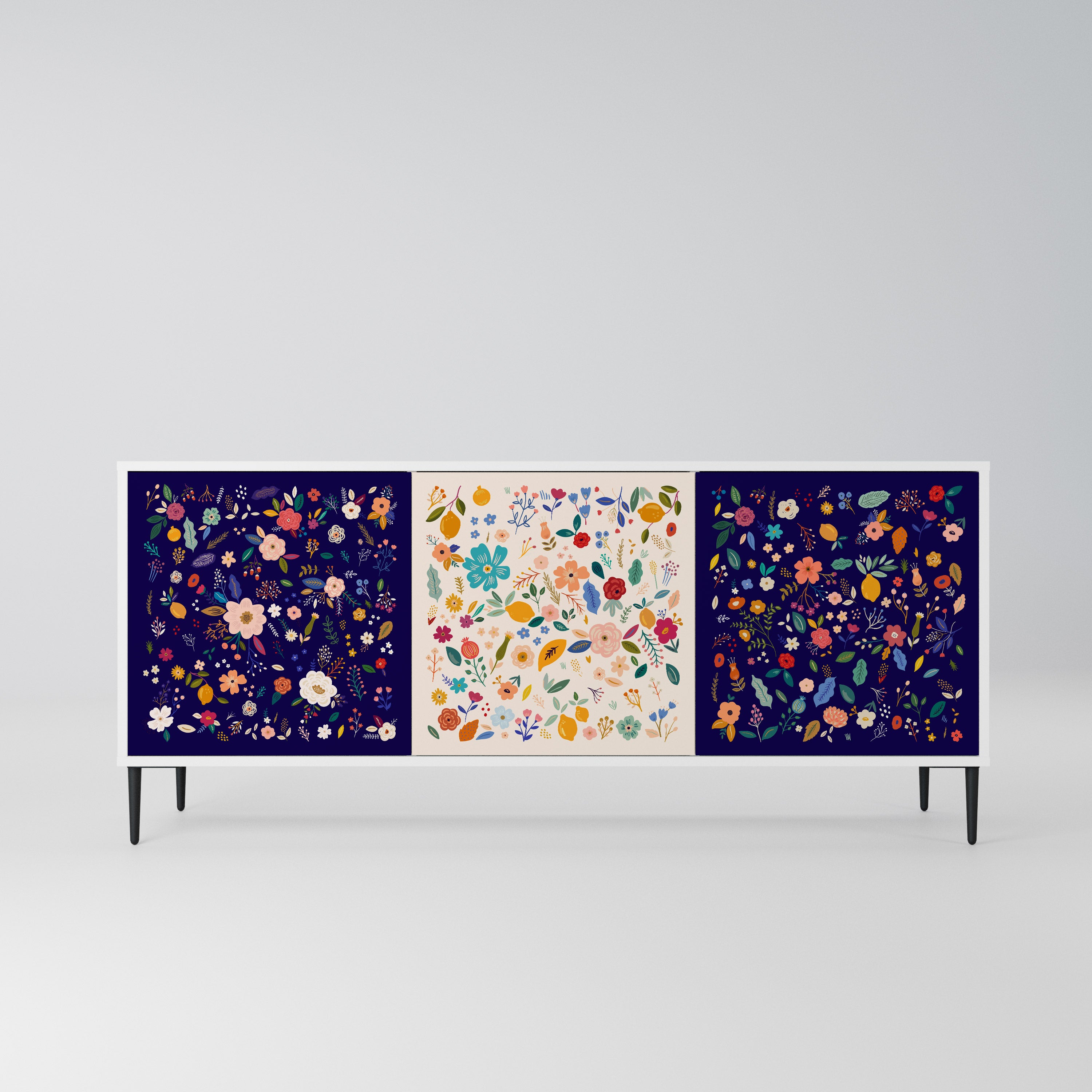 FLORAL COMBINATION Komoda 3-drzwiowa korpus Biały