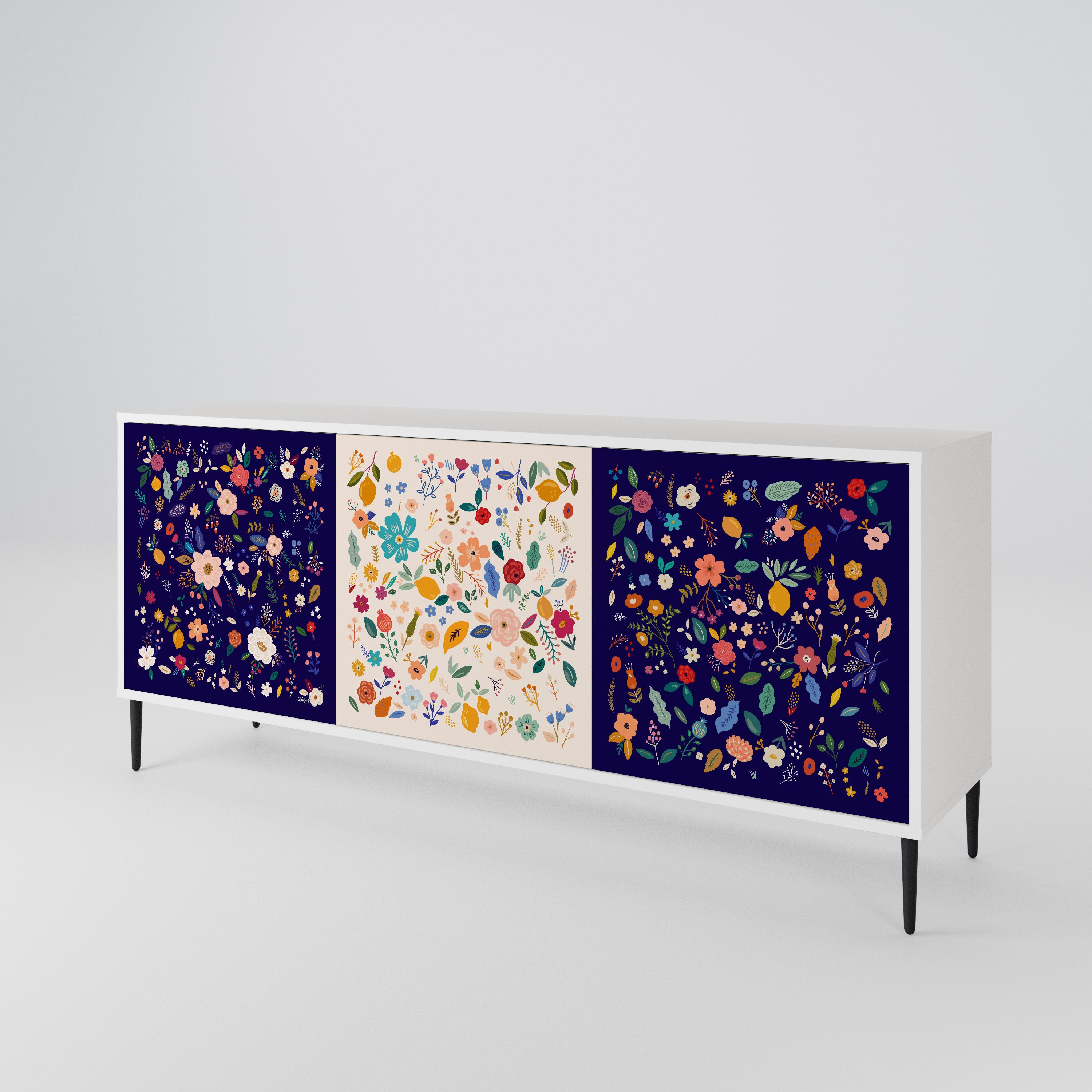 FLORAL COMBINATION Komoda 3-drzwiowa korpus Biały