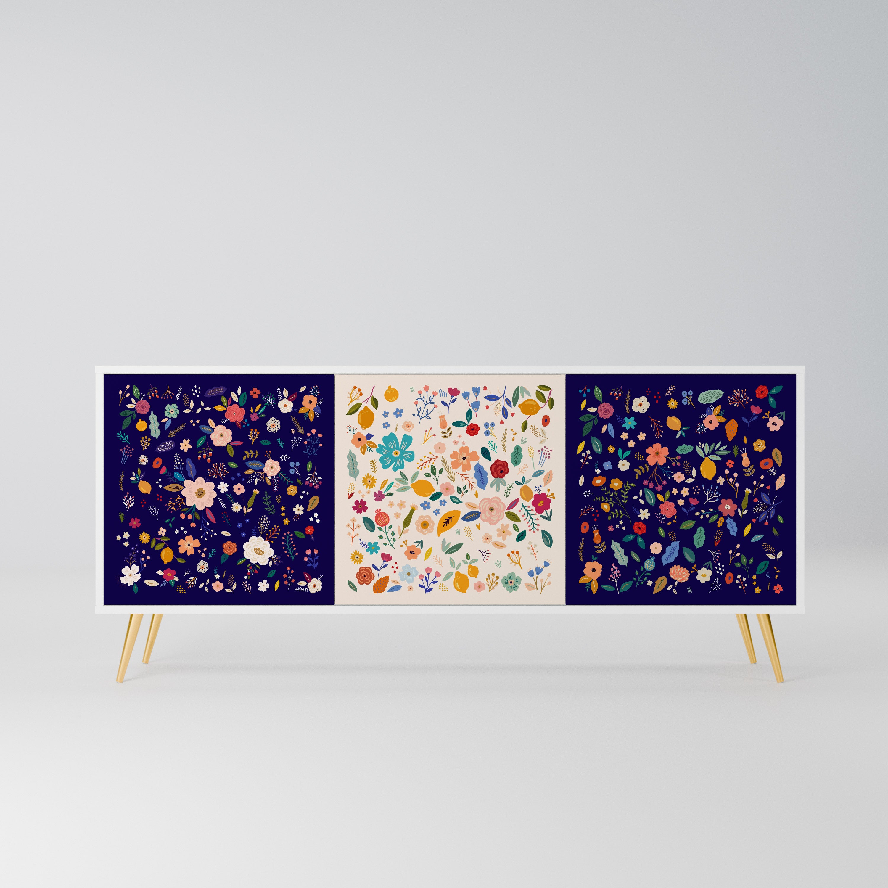 FLORAL COMBINATION Komoda 3-drzwiowa korpus Biały