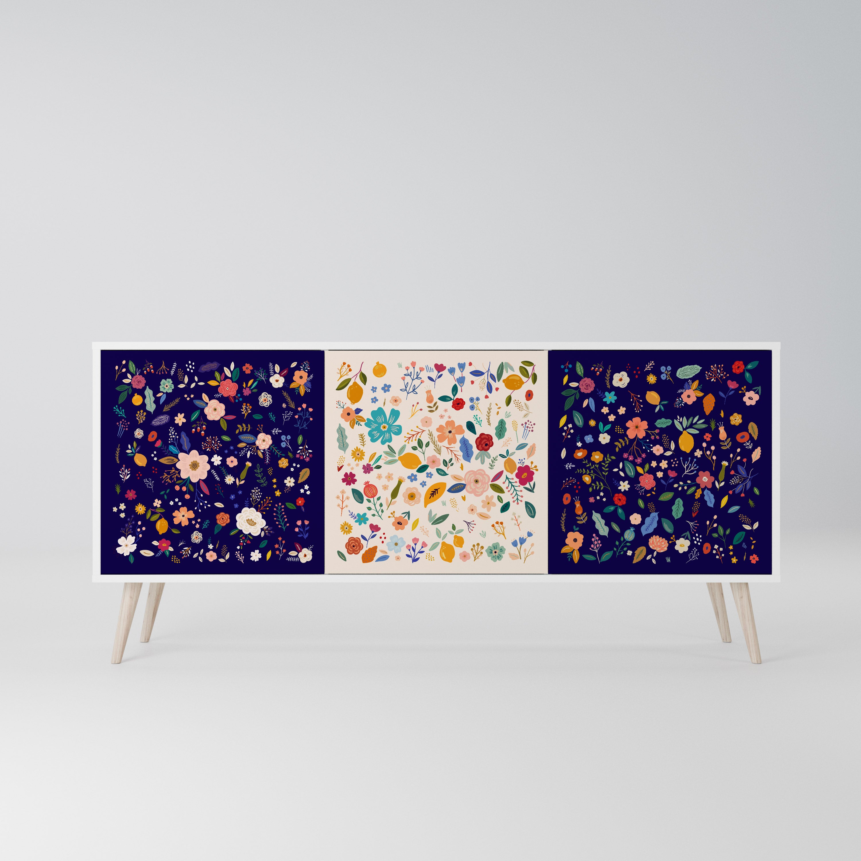 FLORAL COMBINATION Komoda 3-drzwiowa korpus Biały