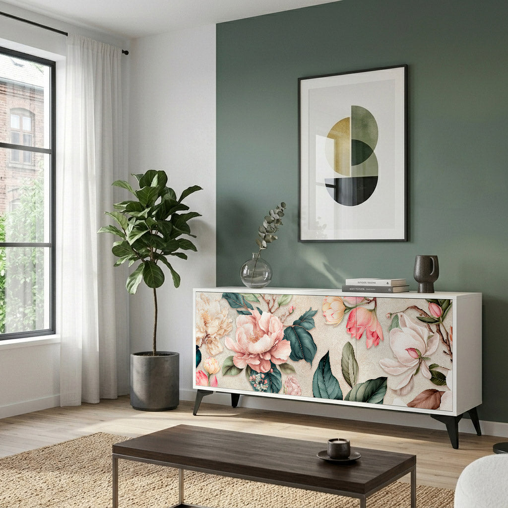 FLORAL GRACE Komoda 3-drzwiowa korpus Biały