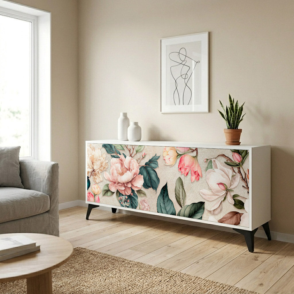 FLORAL GRACE Komoda 3-drzwiowa korpus Biały