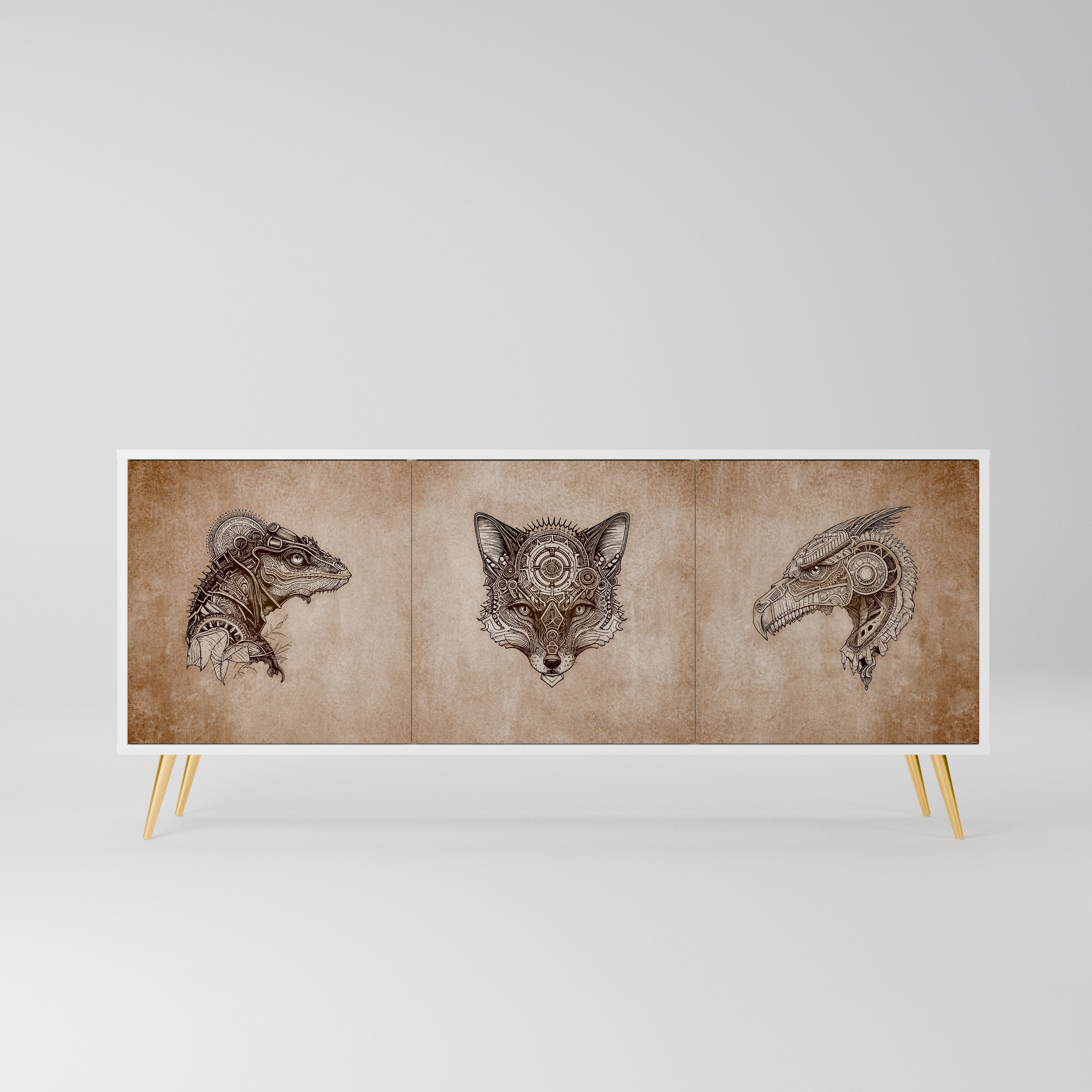 STEAMPUNK CLAN Komoda 3-drzwiowa korpus Biały