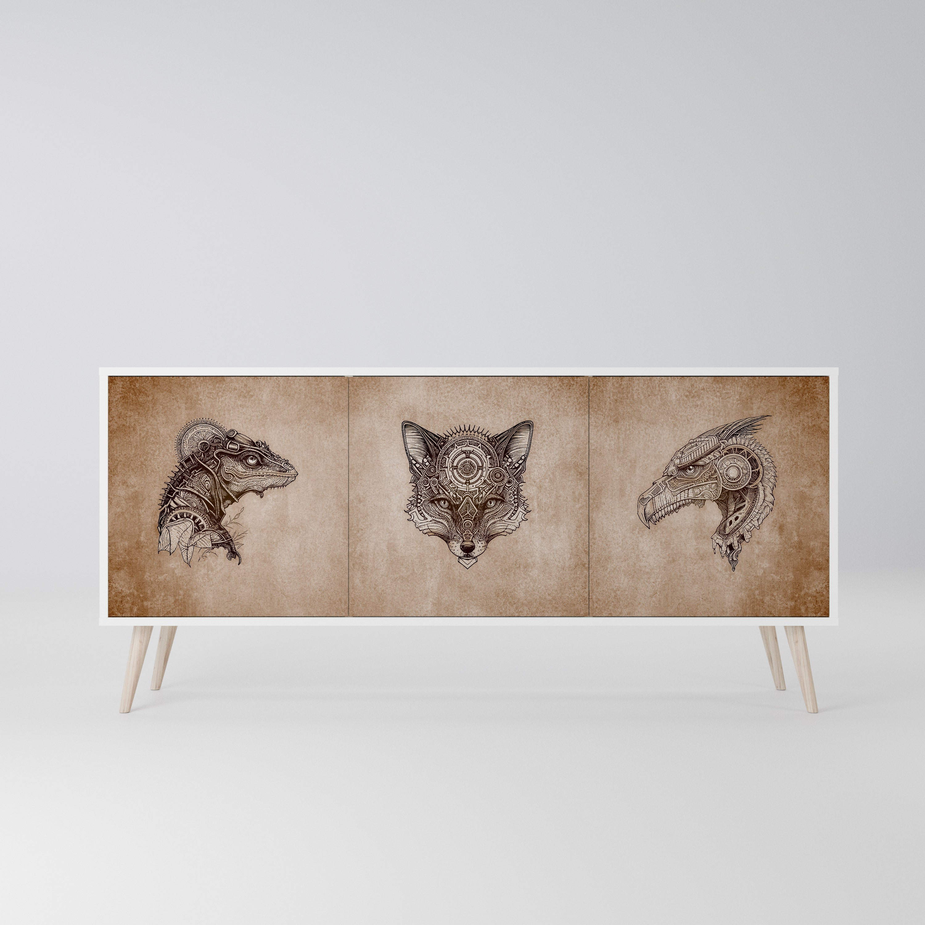 STEAMPUNK CLAN Komoda 3-drzwiowa korpus Biały