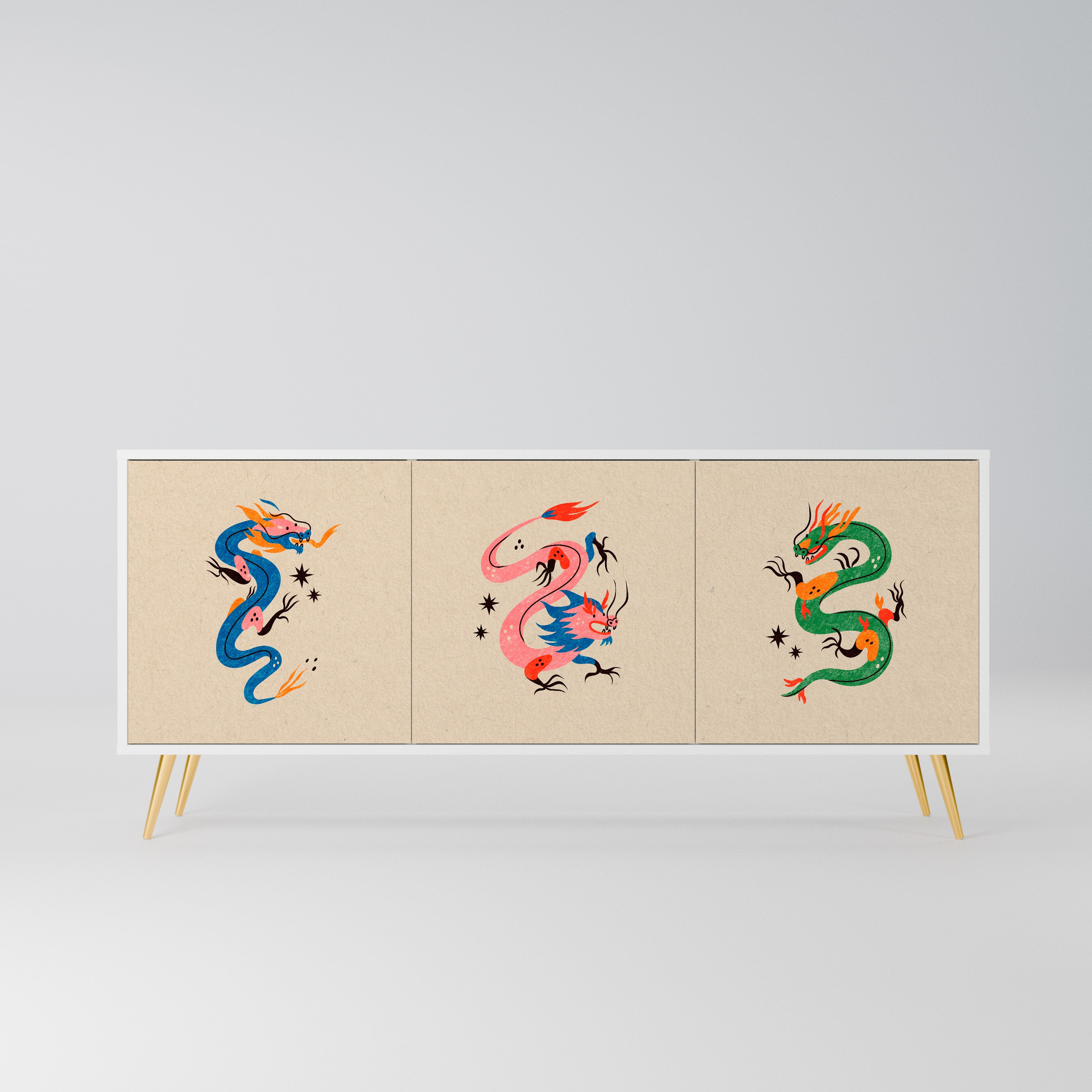 MYTHOLOGICAL CREATURES Komoda 3-drzwiowa korpus Biały