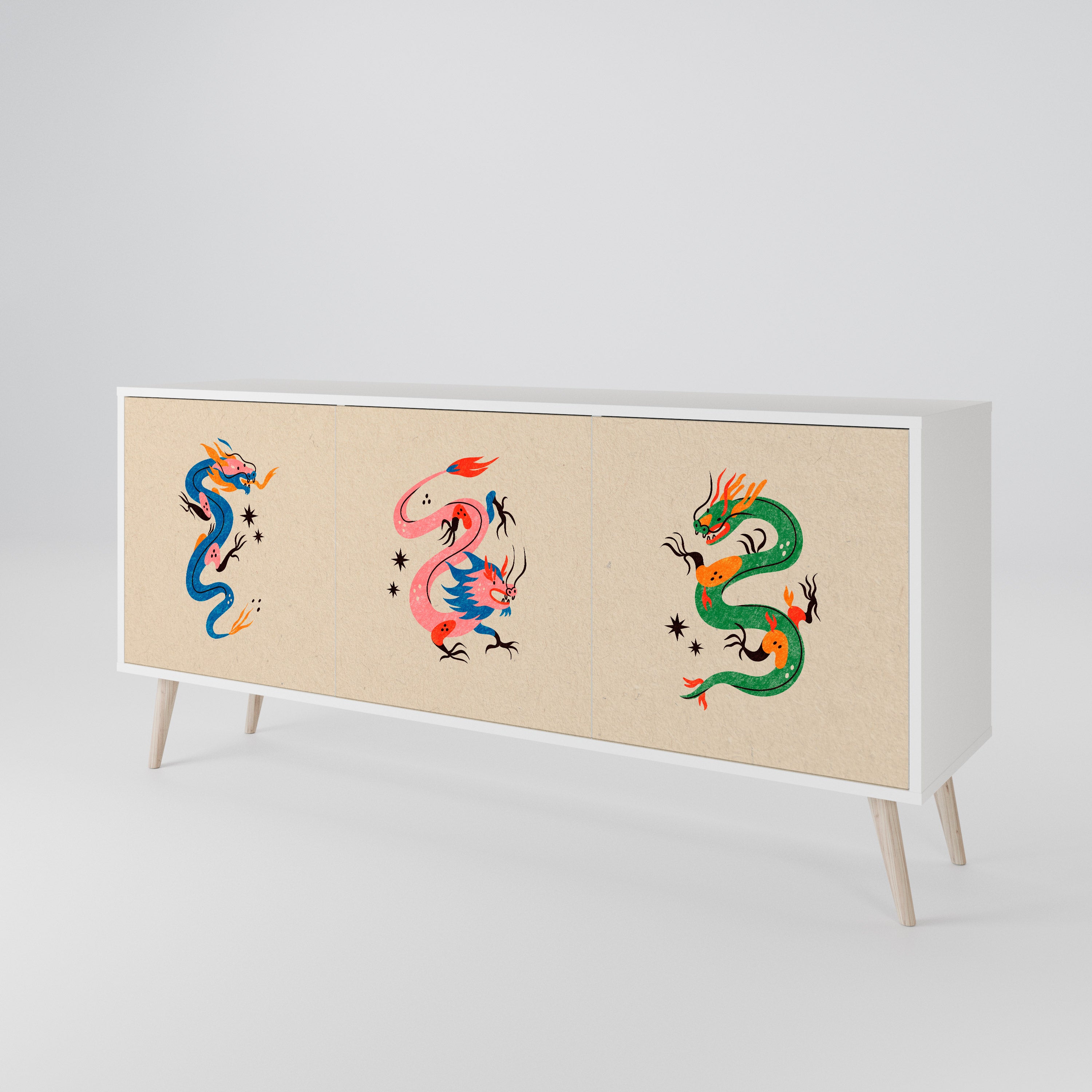 MYTHOLOGICAL CREATURES Komoda 3-drzwiowa korpus Biały