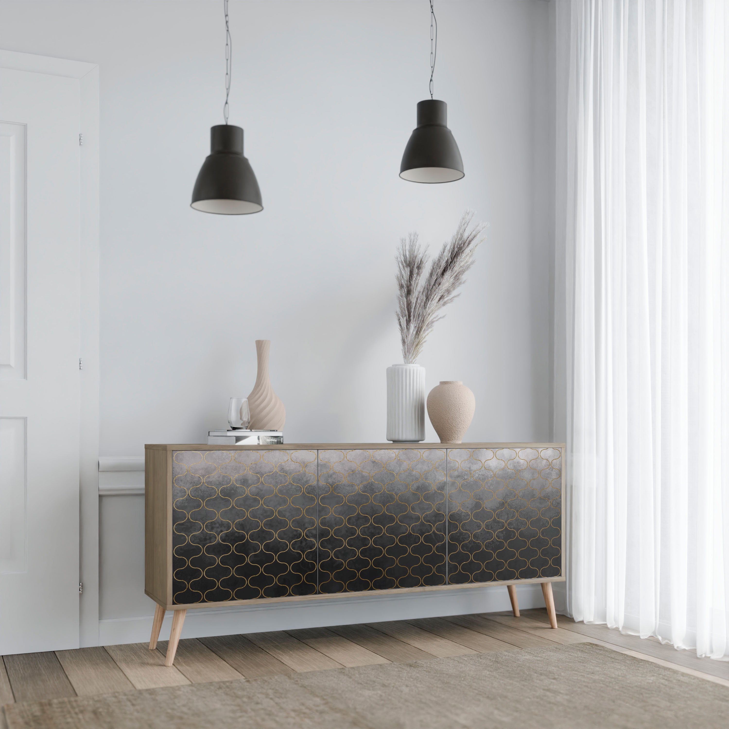 TESSELATED GRAYISH Komoda 3-drzwiowa