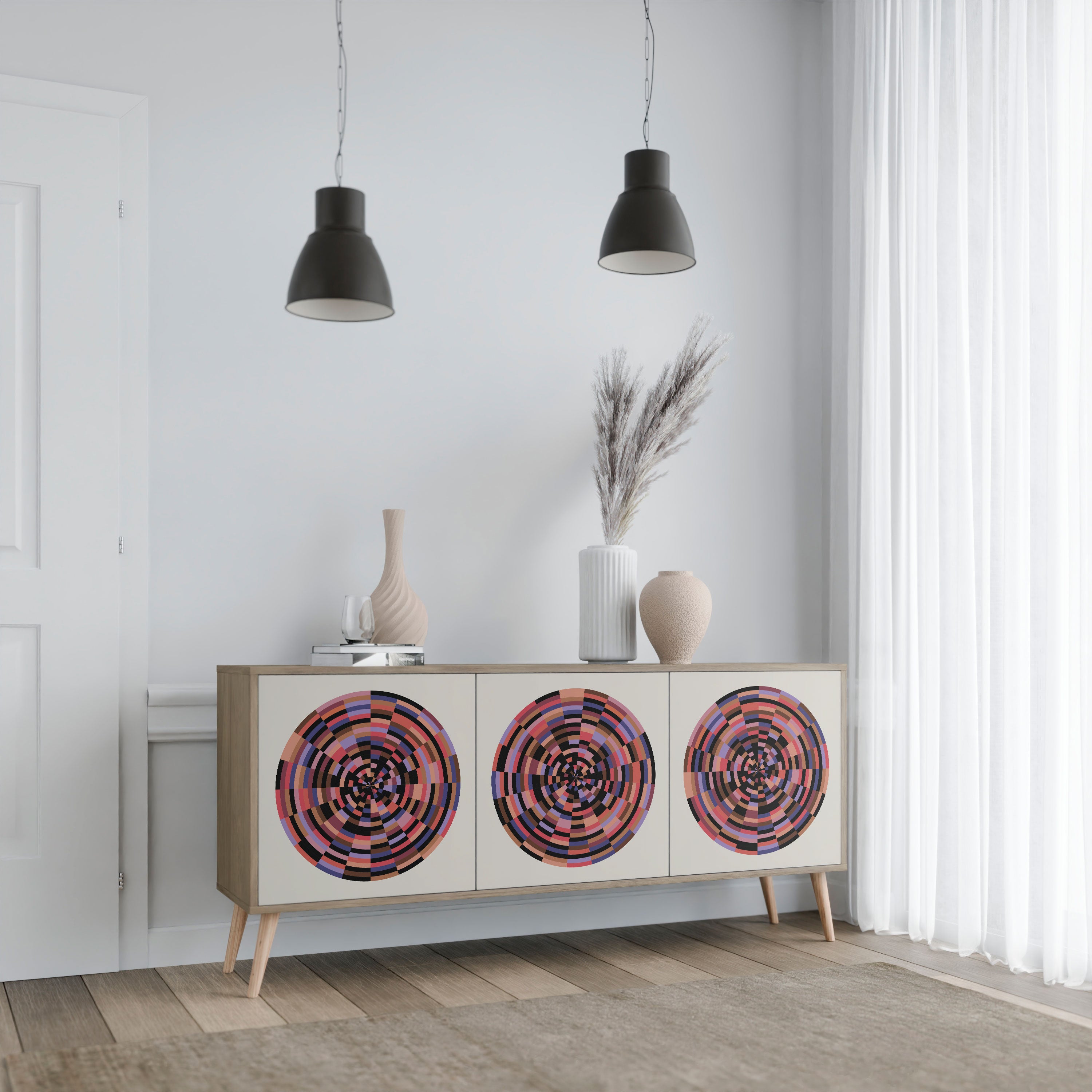 BROWN CIRCLES Komoda 3-drzwiowa