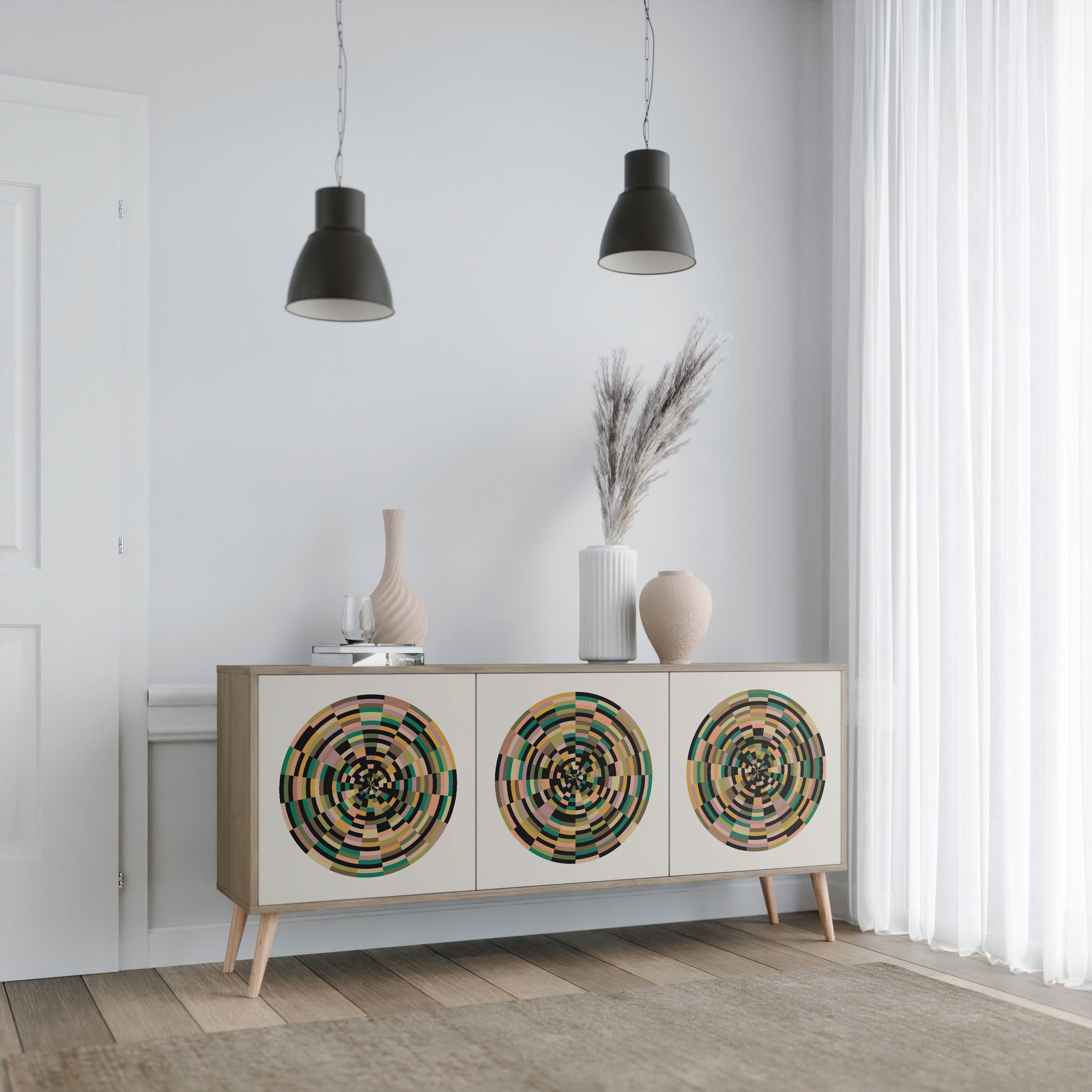 GREEN CIRCLES Komoda 3-drzwiowa
