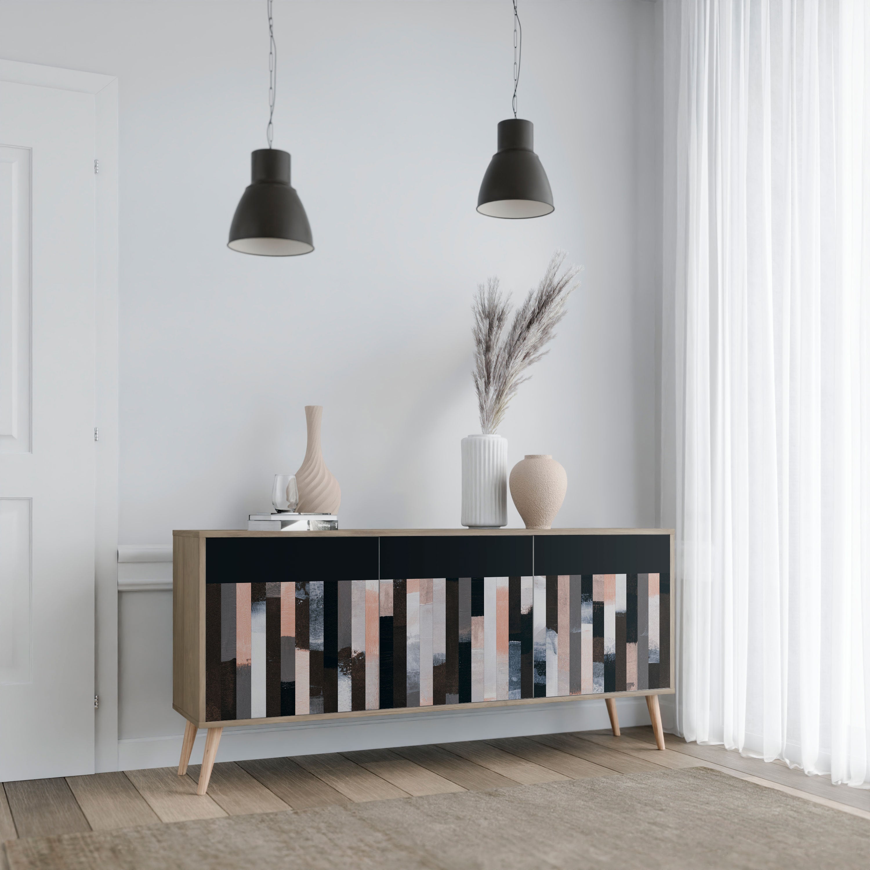 COLLAGE OF RECTANGLES Komoda 3-drzwiowa