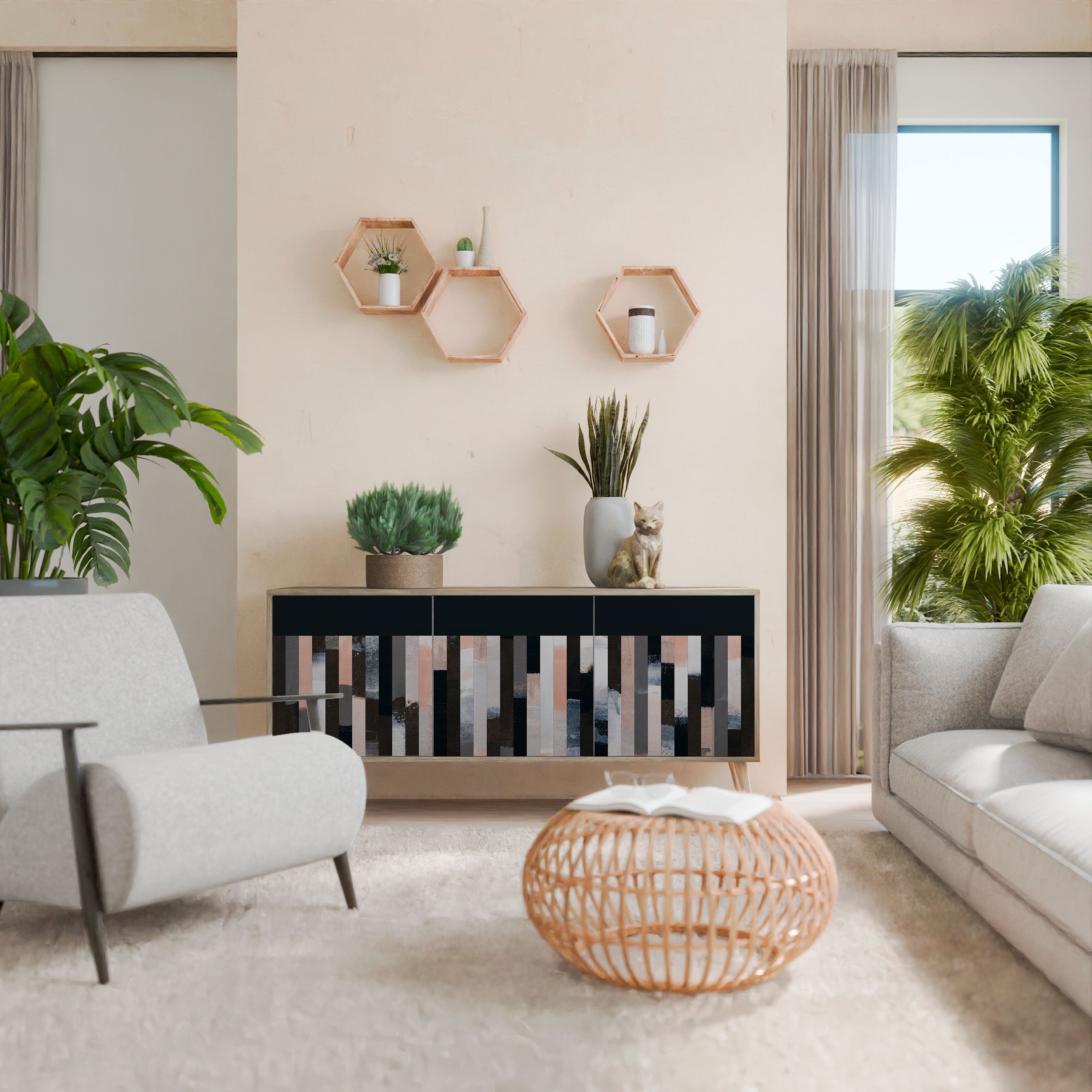 COLLAGE OF RECTANGLES Komoda 3-drzwiowa