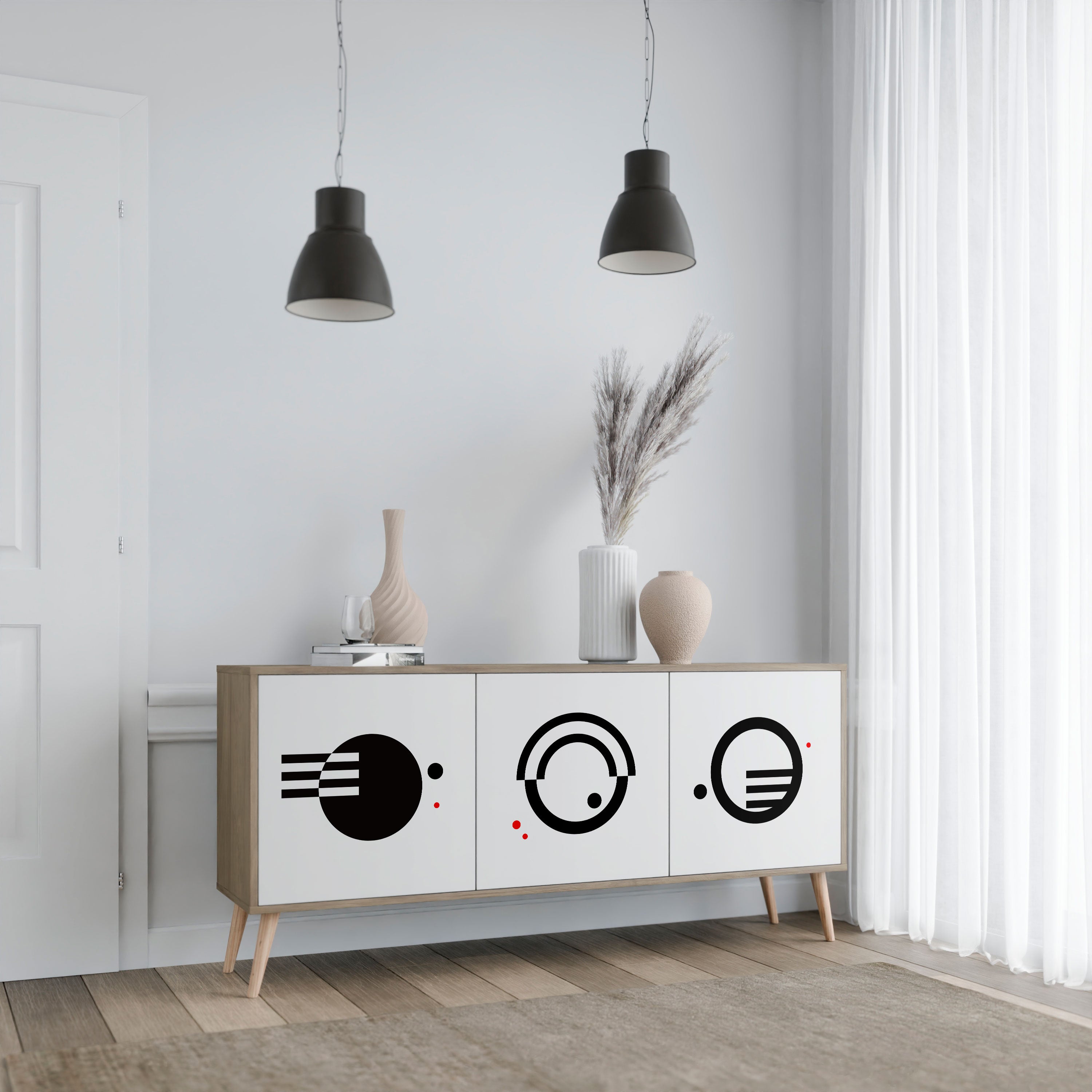 BLACK AND WHITE COMBINATION Komoda 3-drzwiowa