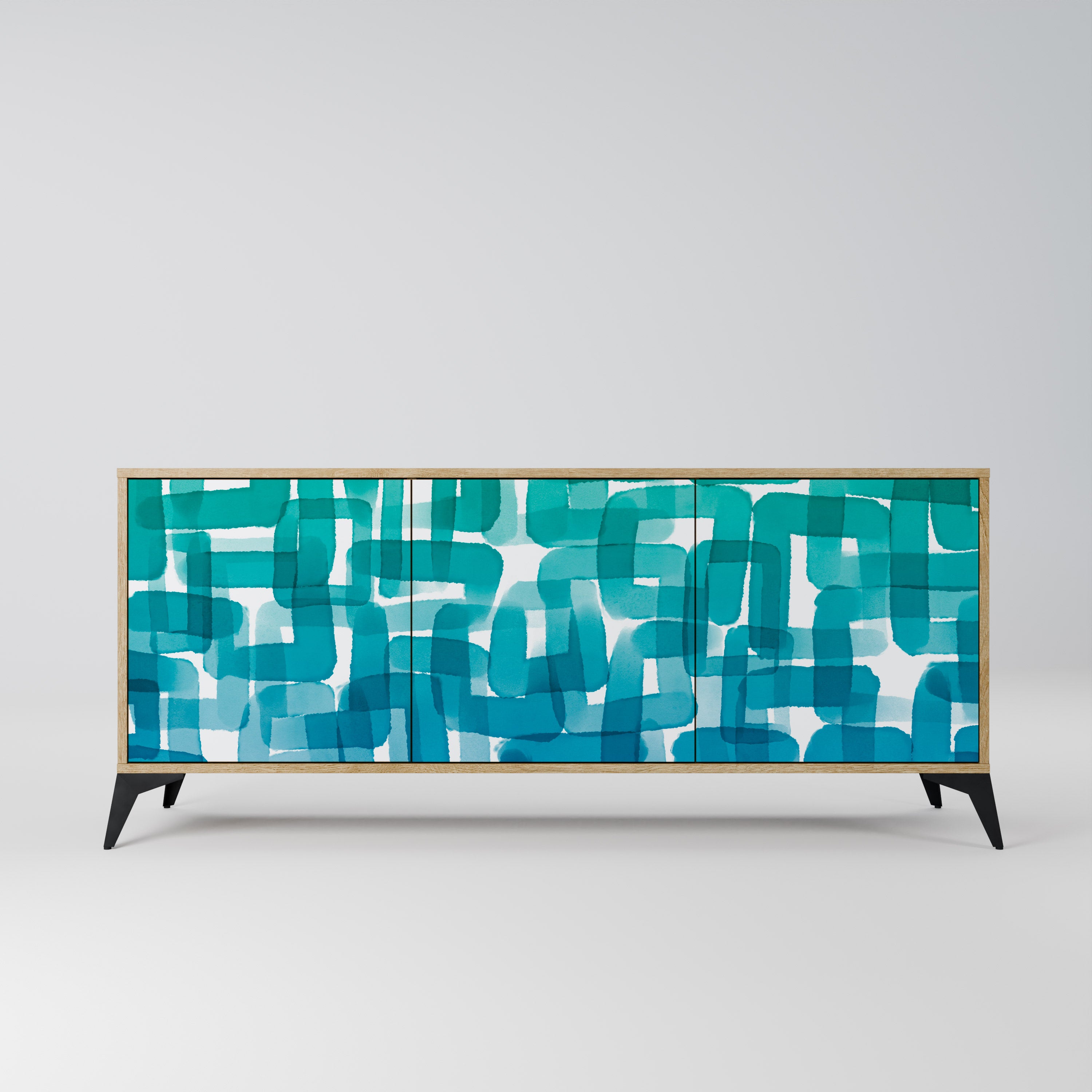TURQUOISE RECTANGLES Komoda 3-drzwiowa