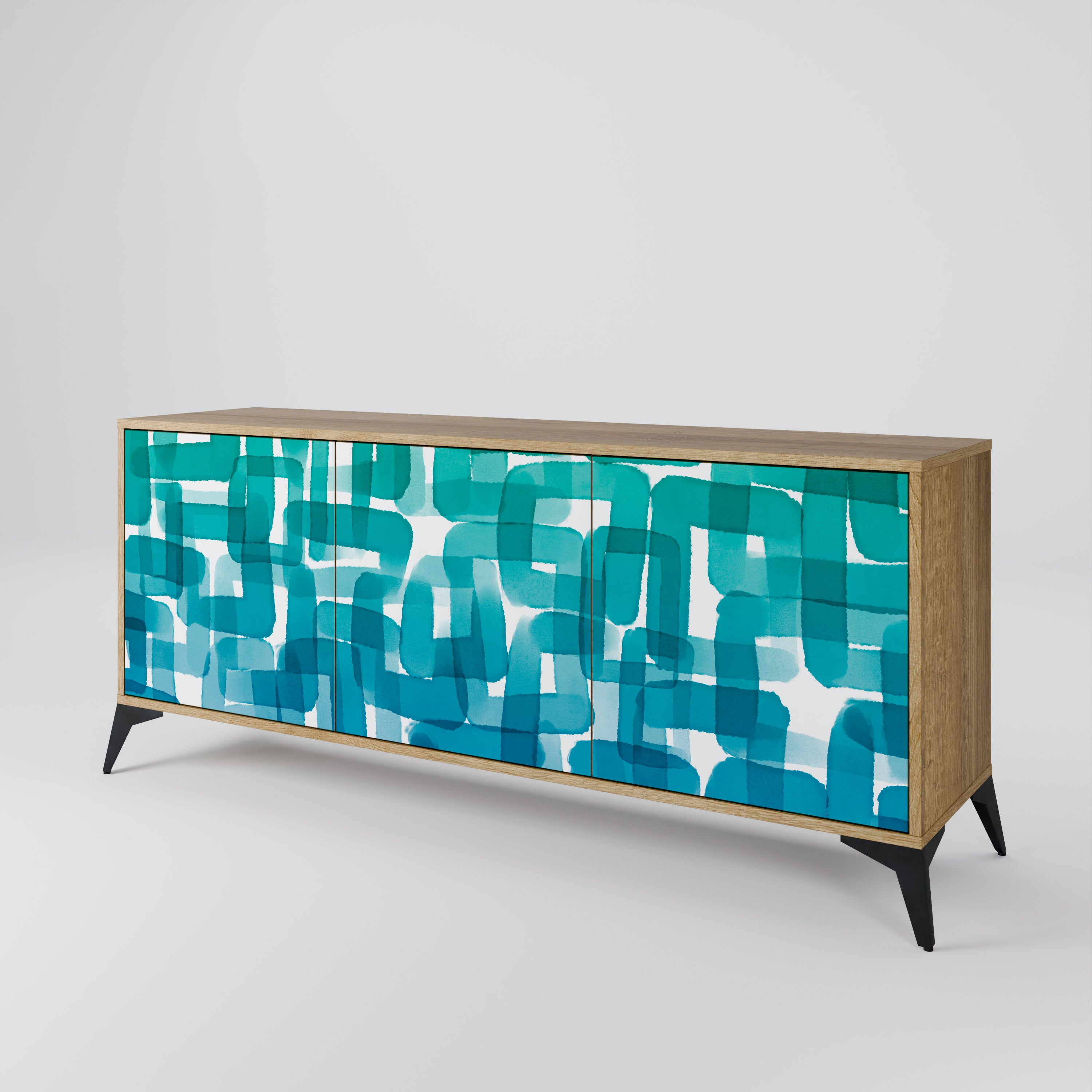 TURQUOISE RECTANGLES Komoda 3-drzwiowa