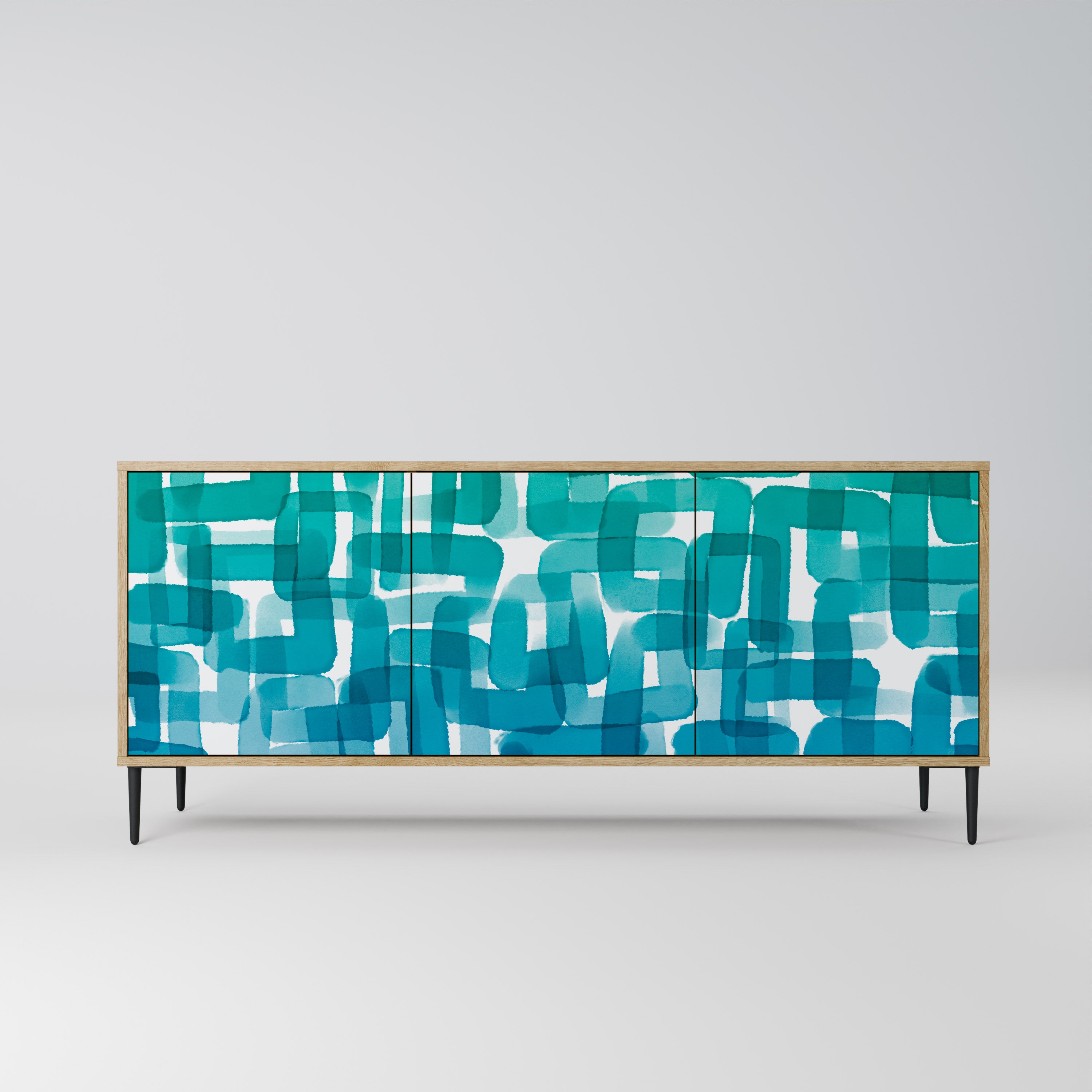 TURQUOISE RECTANGLES Komoda 3-drzwiowa