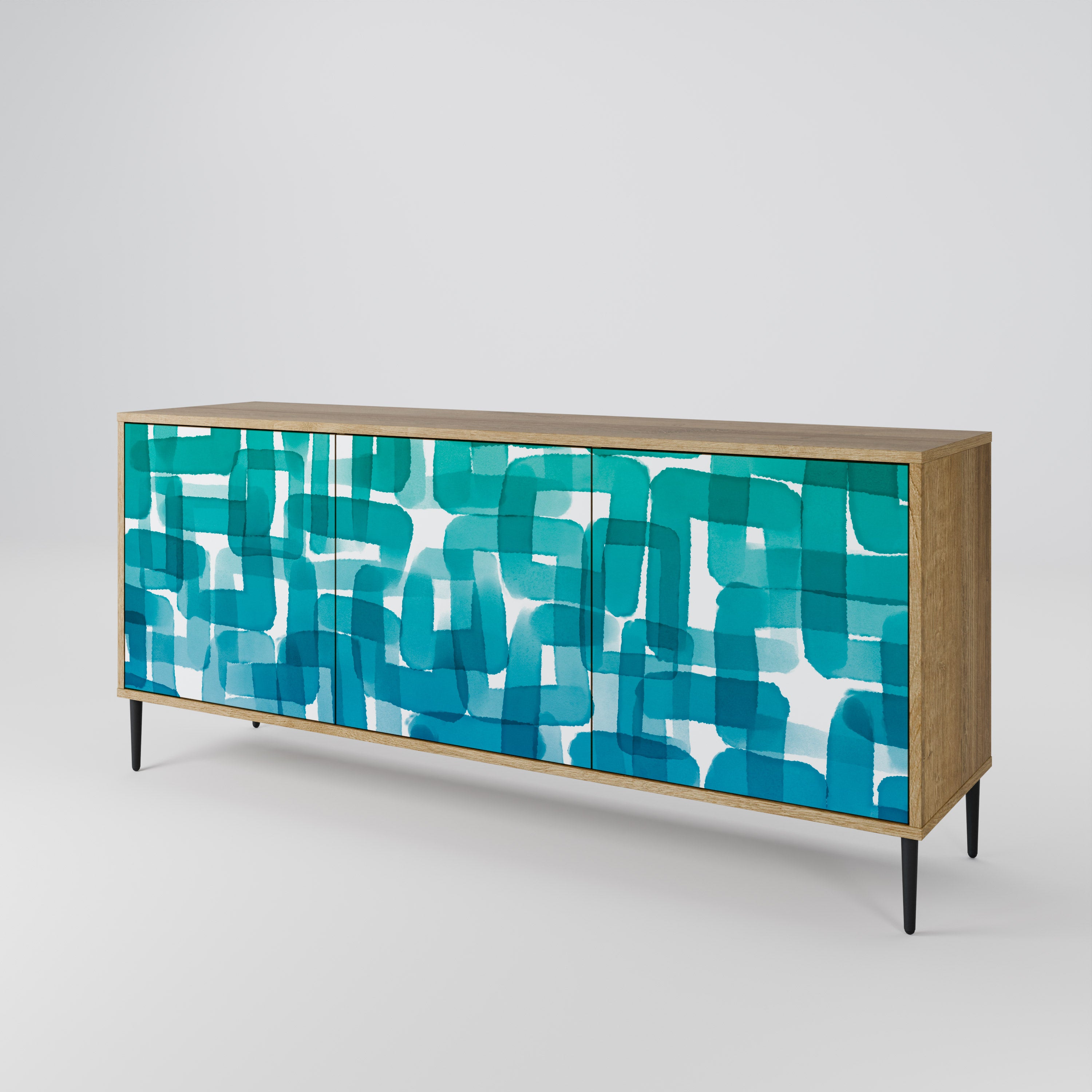 TURQUOISE RECTANGLES Komoda 3-drzwiowa