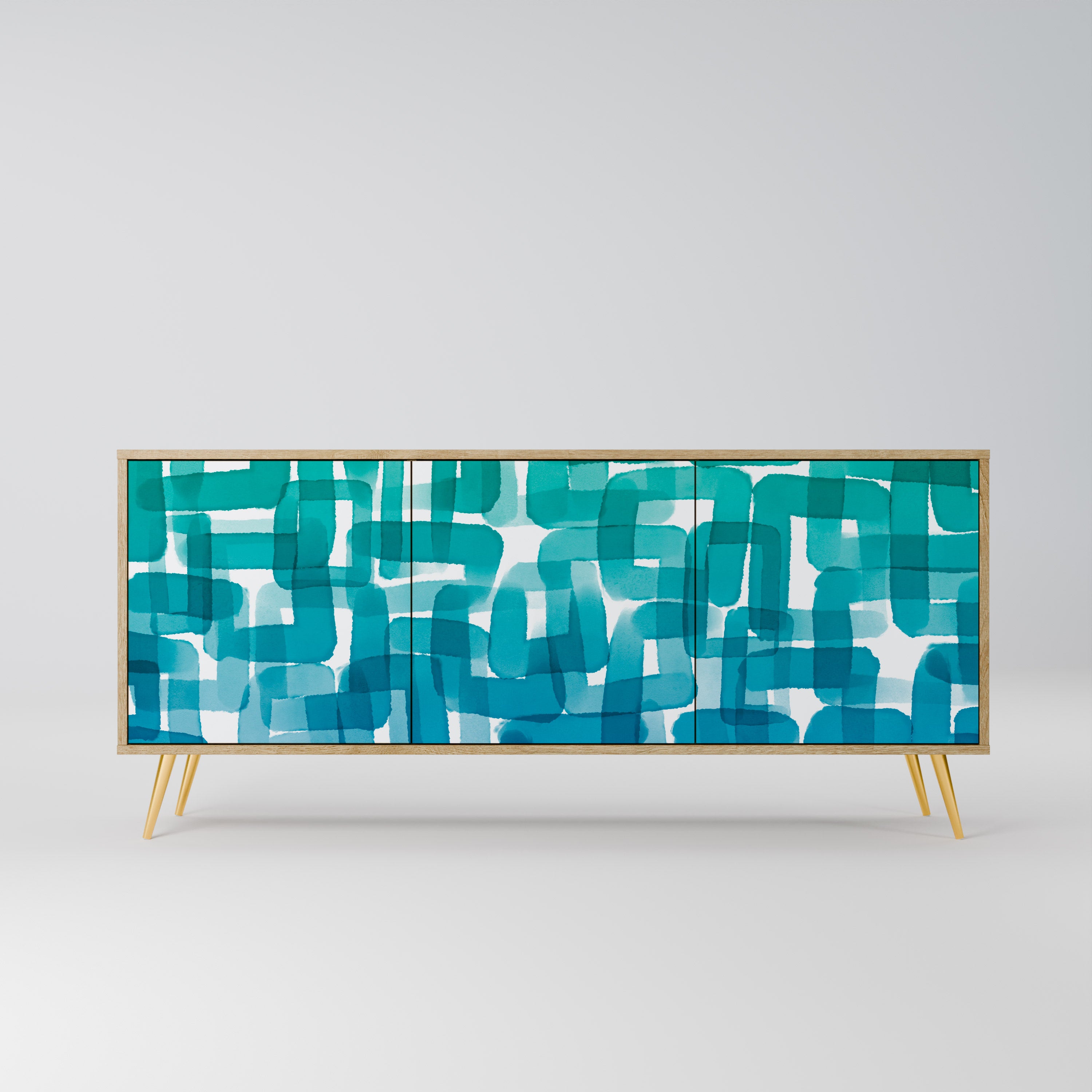 TURQUOISE RECTANGLES Komoda 3-drzwiowa