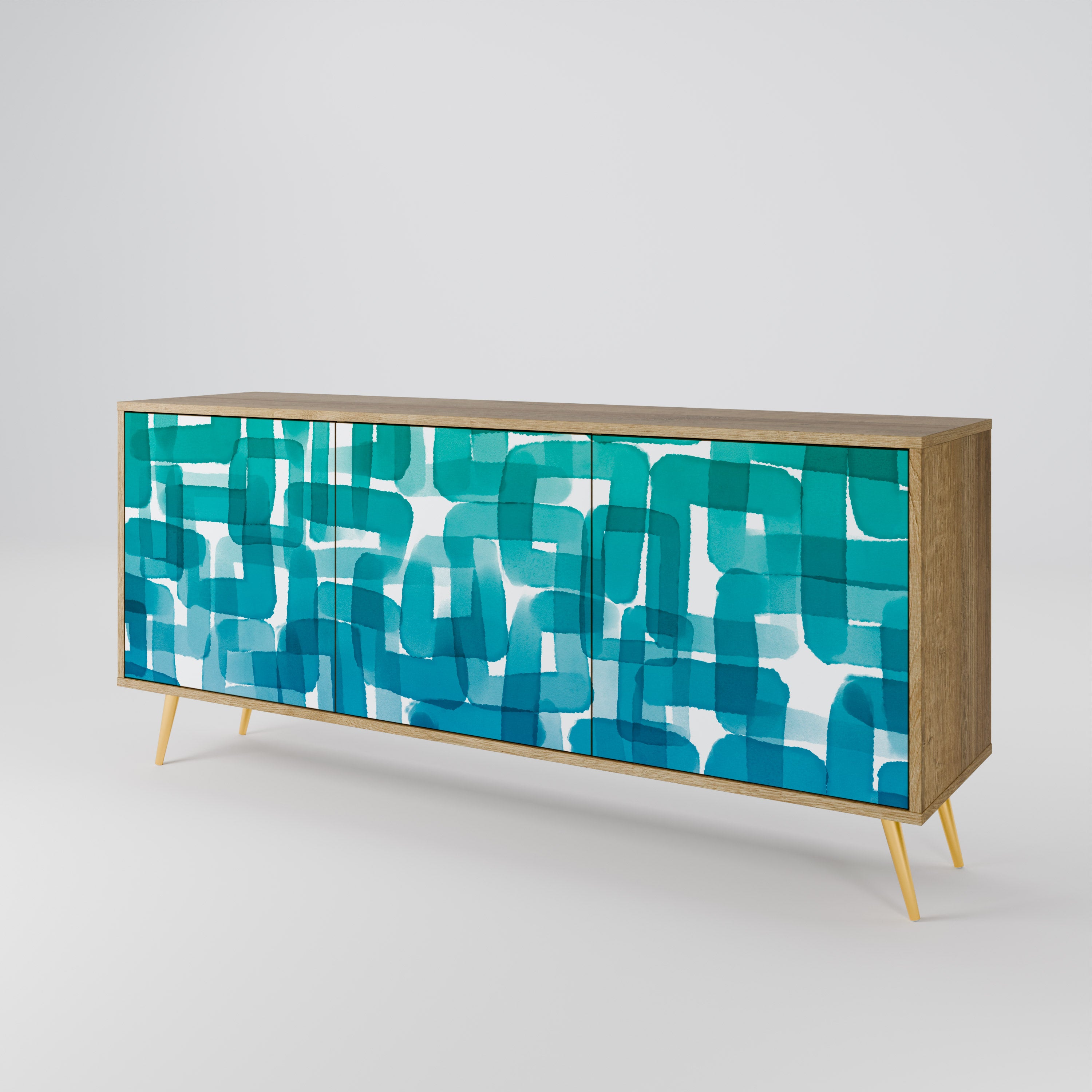 TURQUOISE RECTANGLES Komoda 3-drzwiowa