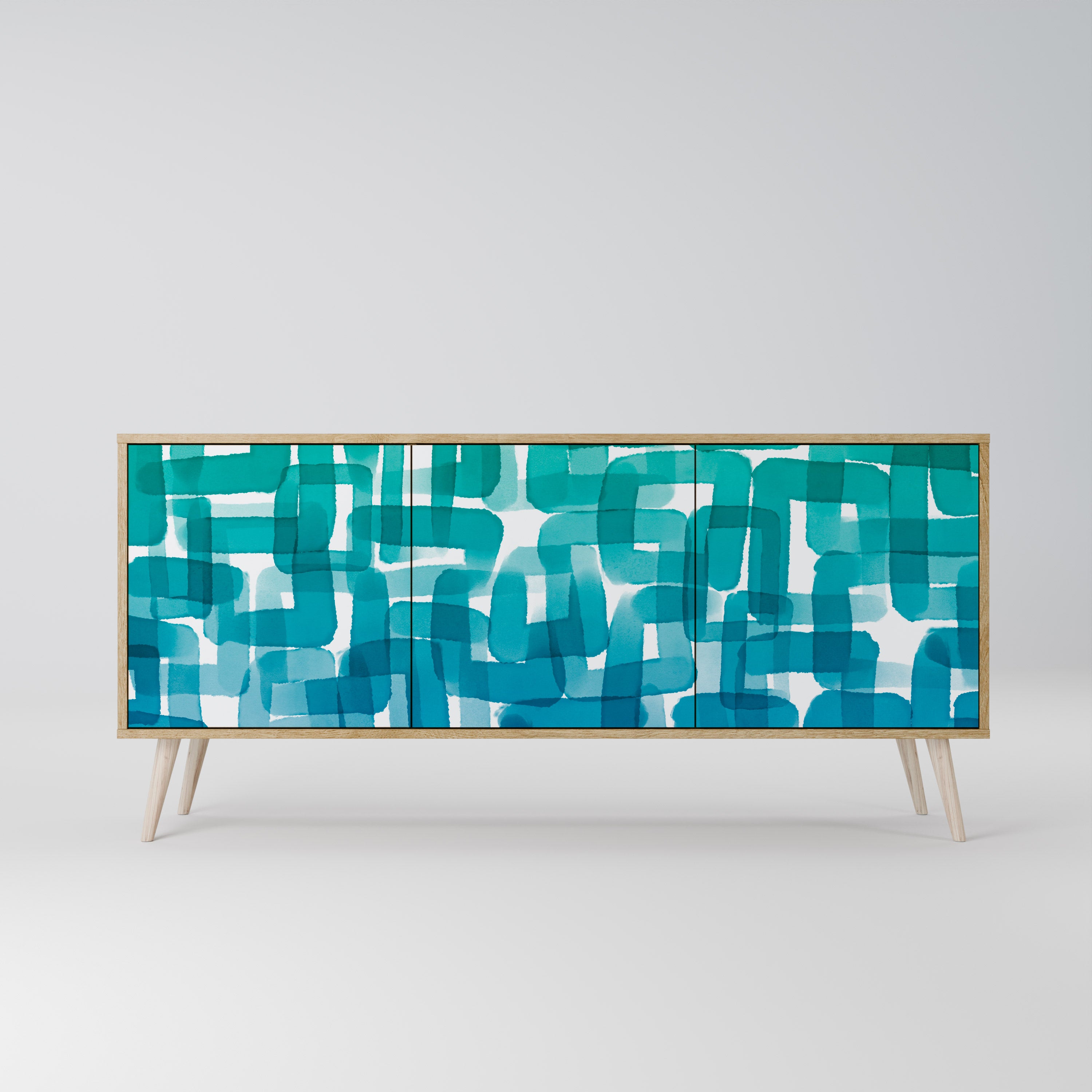TURQUOISE RECTANGLES Komoda 3-drzwiowa