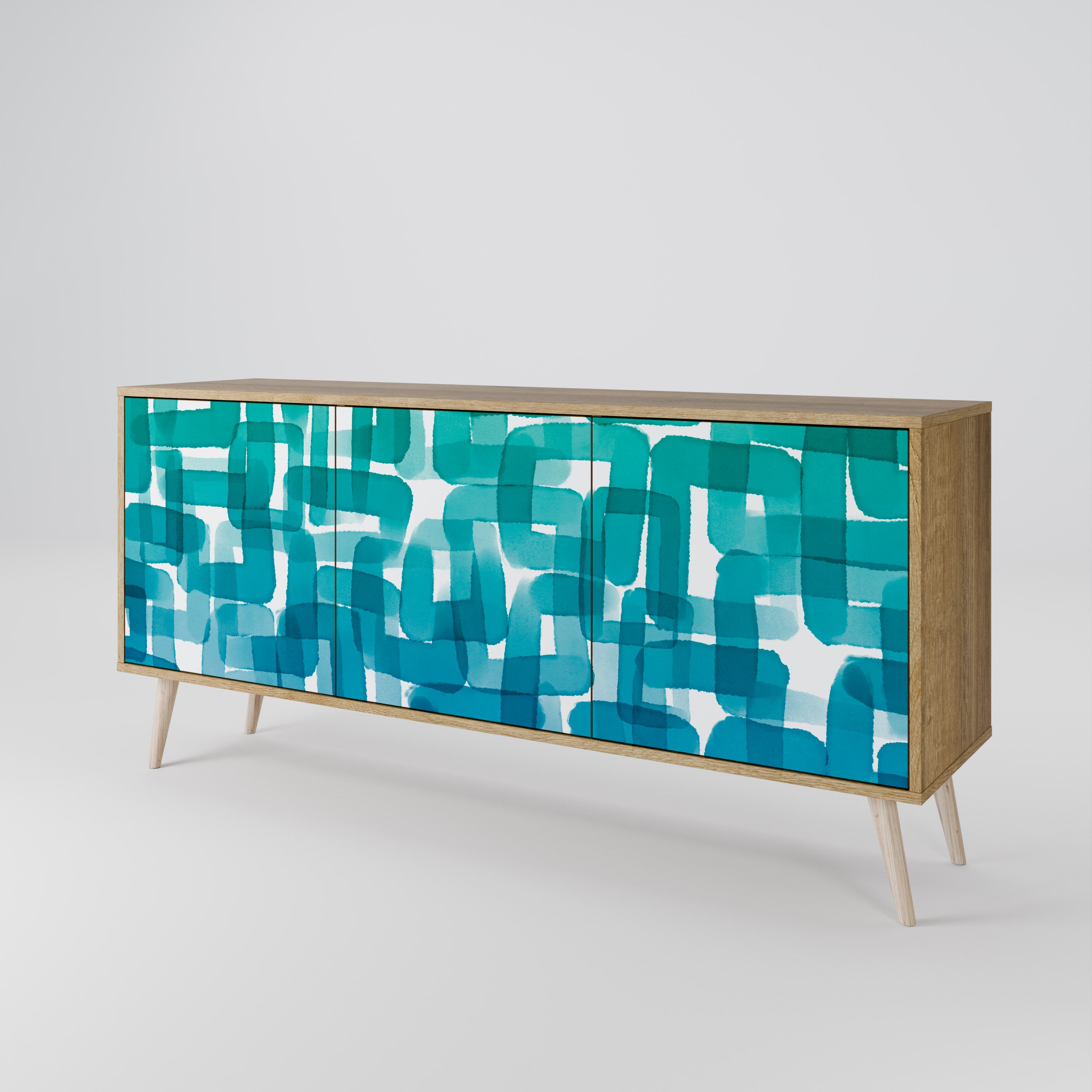 TURQUOISE RECTANGLES Komoda 3-drzwiowa