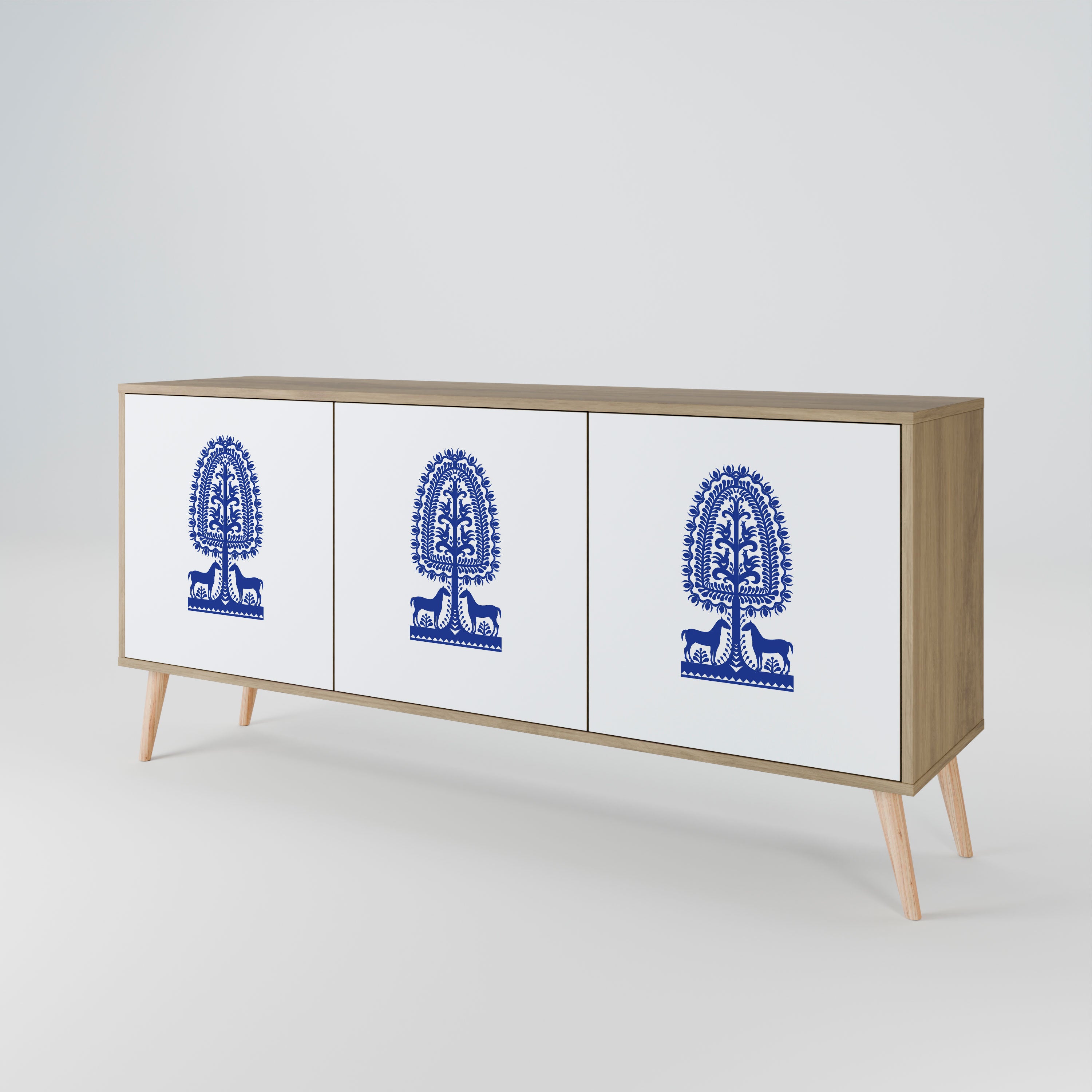 POLISH FOLK ART Komoda 3-drzwiowa