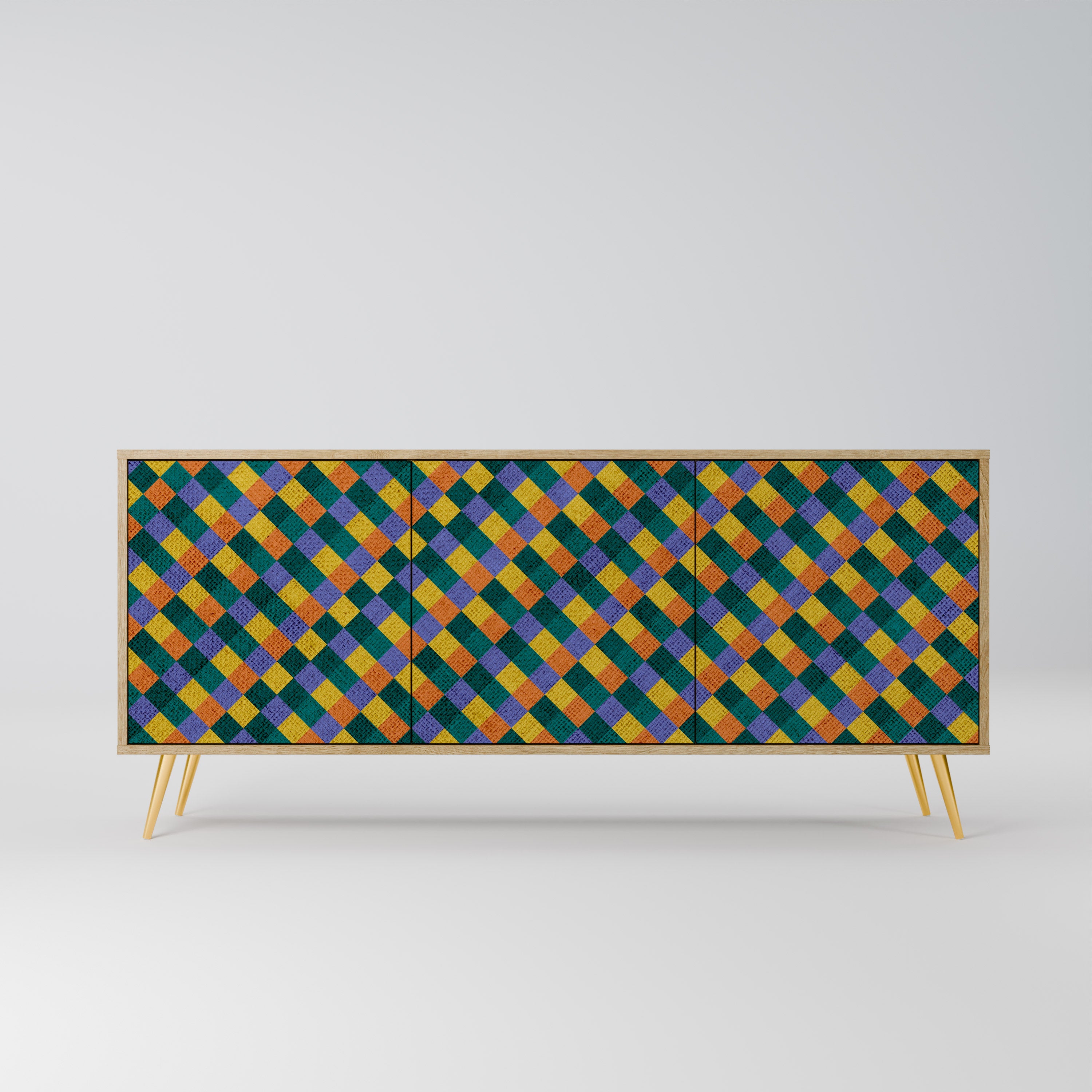 PAINTED SQUARES MIX Komoda 3-drzwiowa