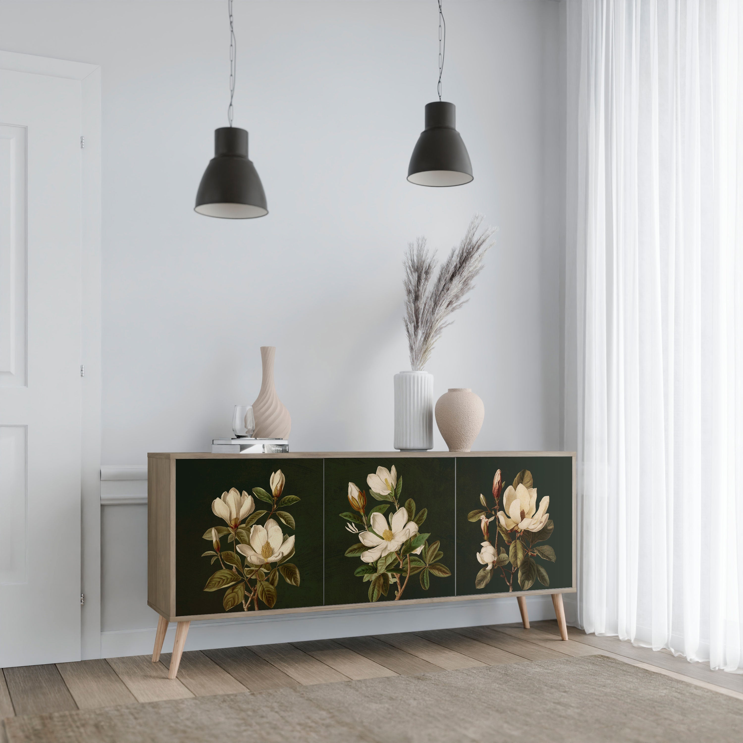 FLORAL NOIR Komoda 3-drzwiowa