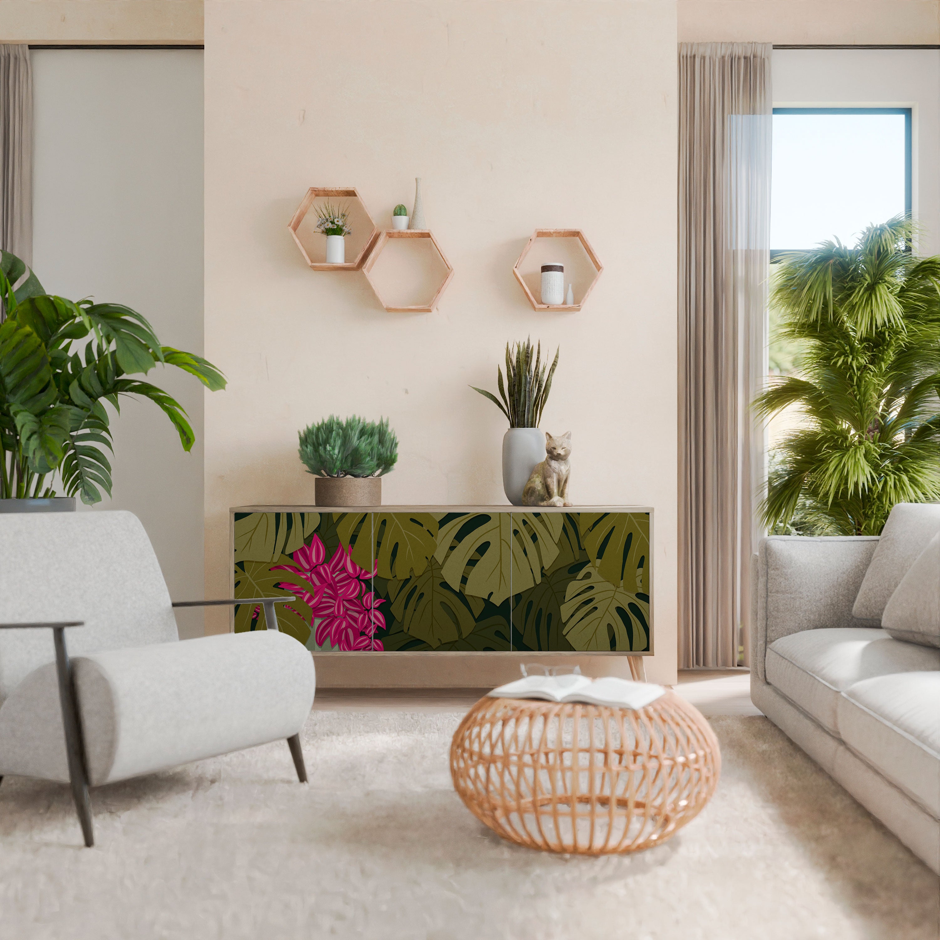 TROPICAL BEAUTY Komoda 3-drzwiowa
