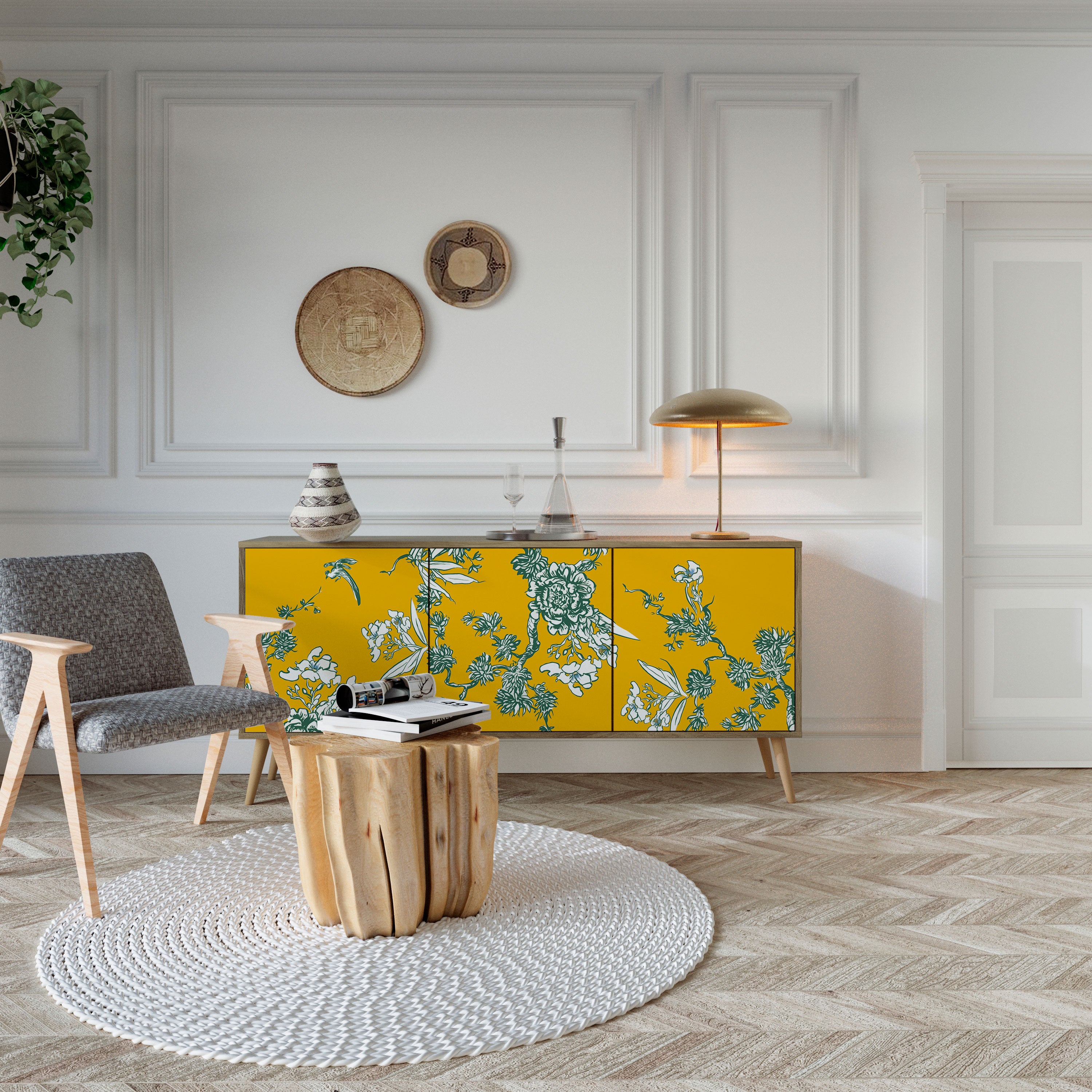 YELLOW CHINOISERIE Komoda 3-drzwiowa