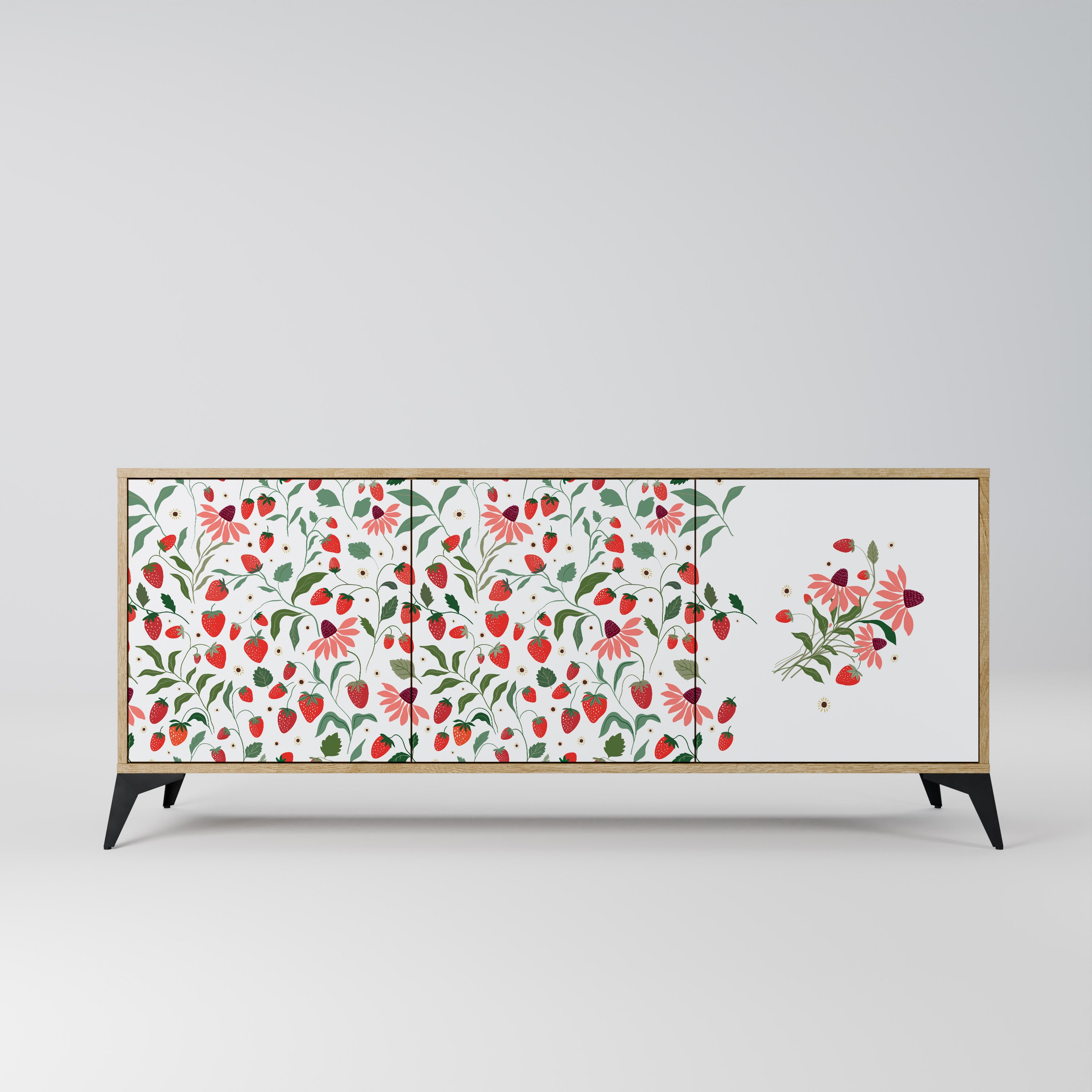 FLOWERS AND STRAWBERRIES Komoda 3-drzwiowa