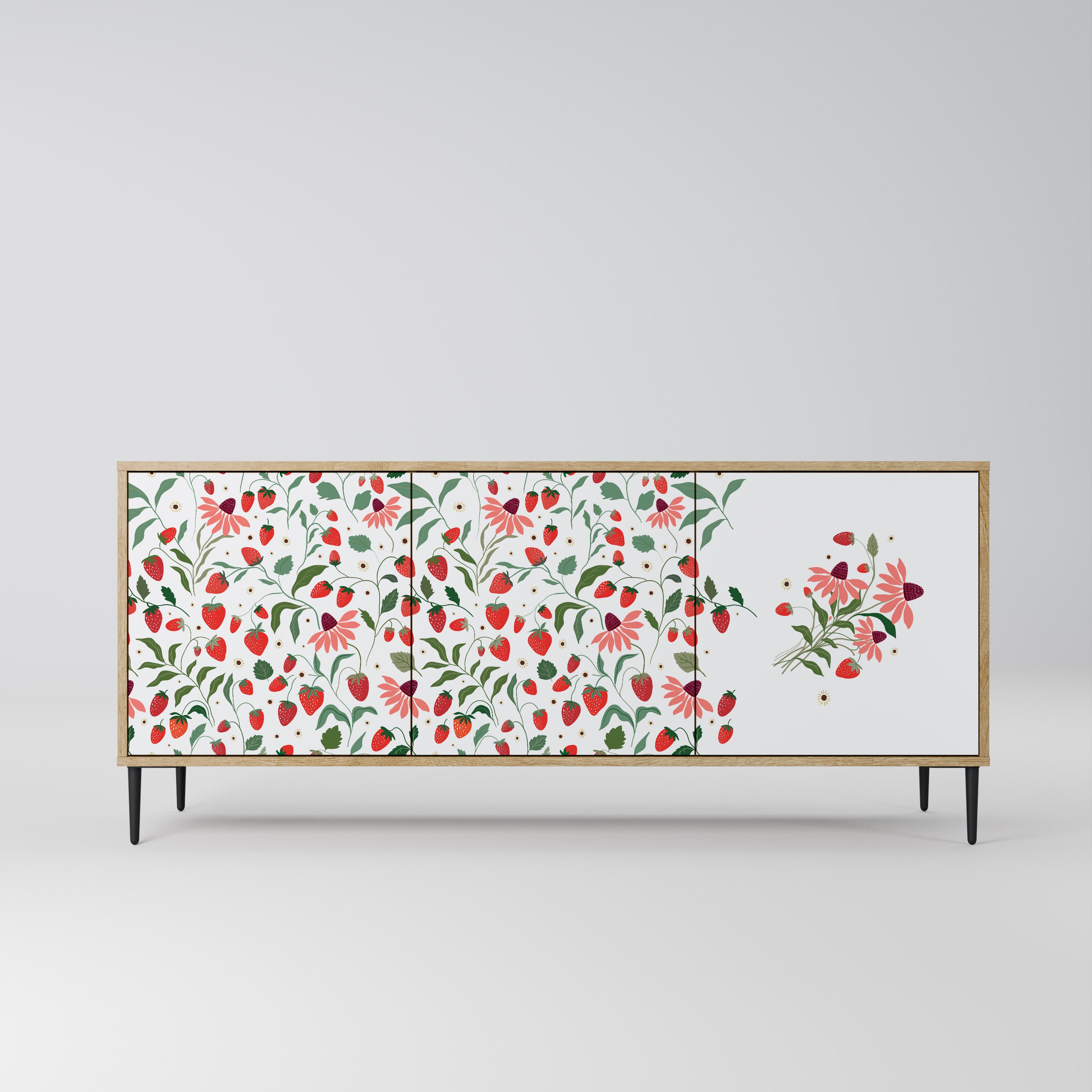 FLOWERS AND STRAWBERRIES Komoda 3-drzwiowa