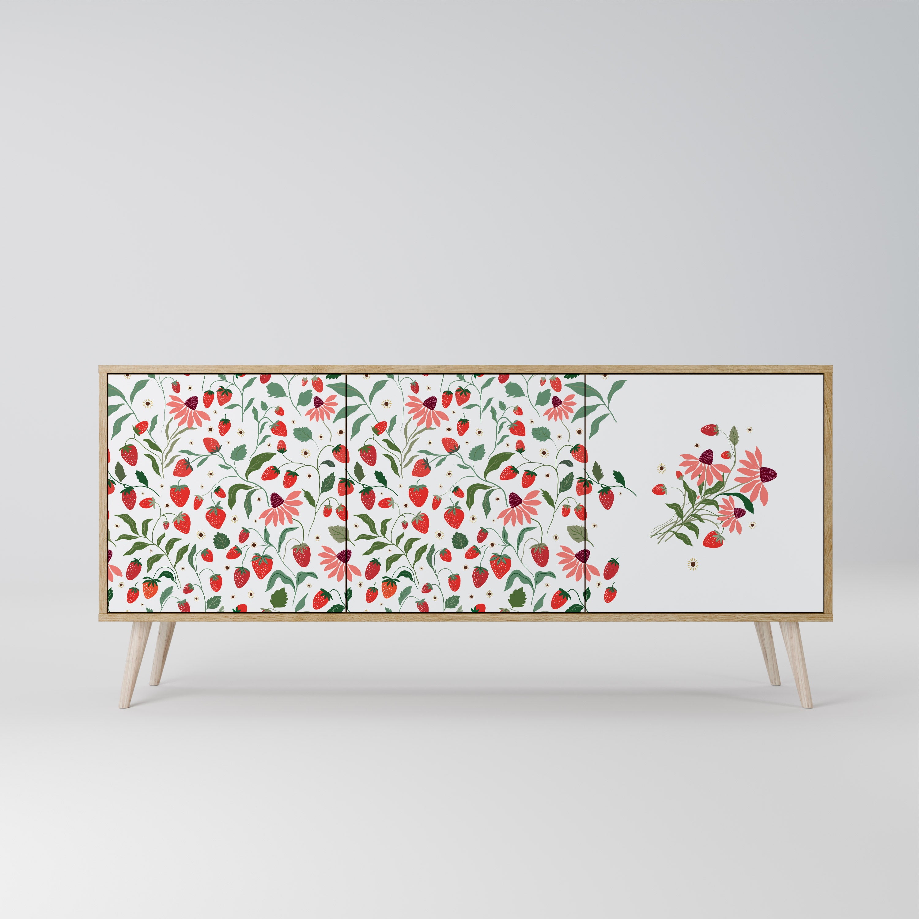 FLOWERS AND STRAWBERRIES Komoda 3-drzwiowa