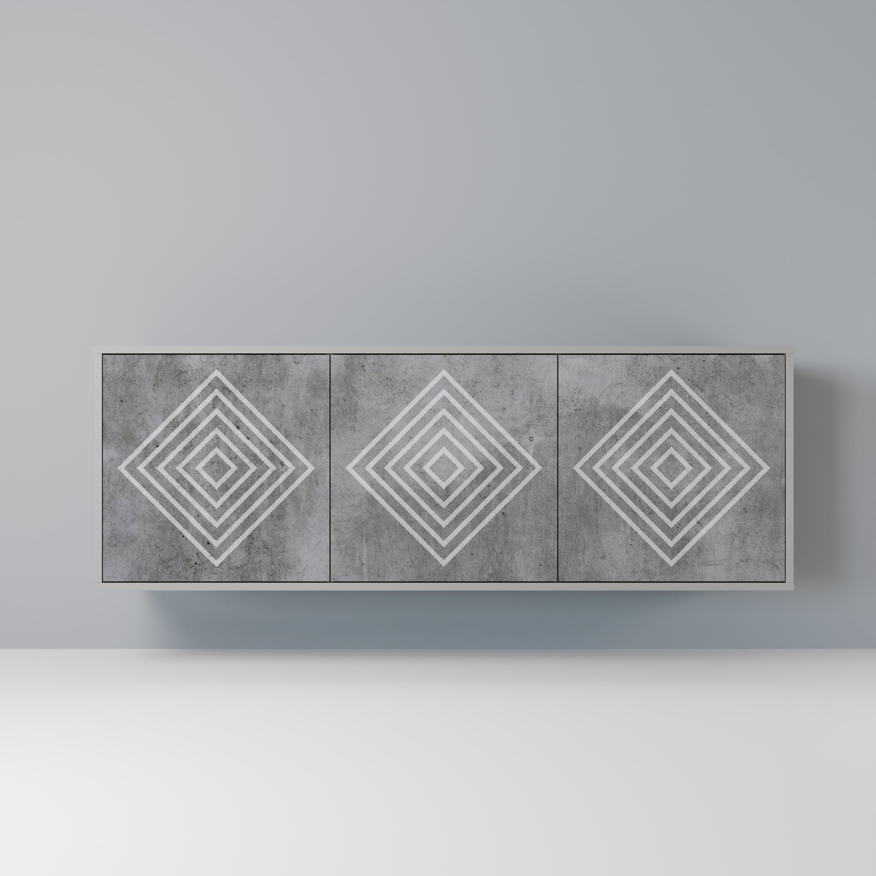 POLYGONAL ARTISTRY Komoda 3-drzwiowa korpus Szary