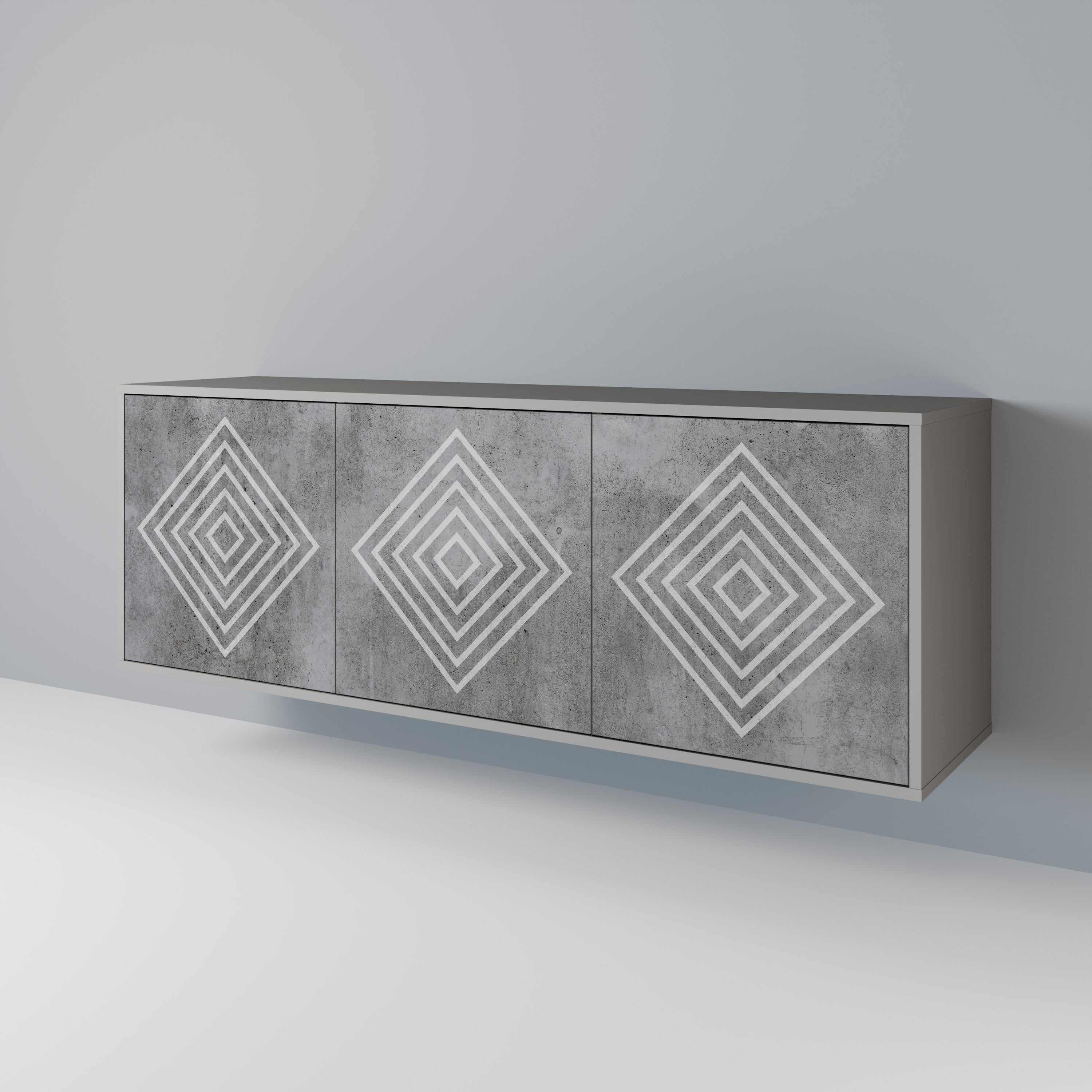 POLYGONAL ARTISTRY Komoda 3-drzwiowa korpus Szary