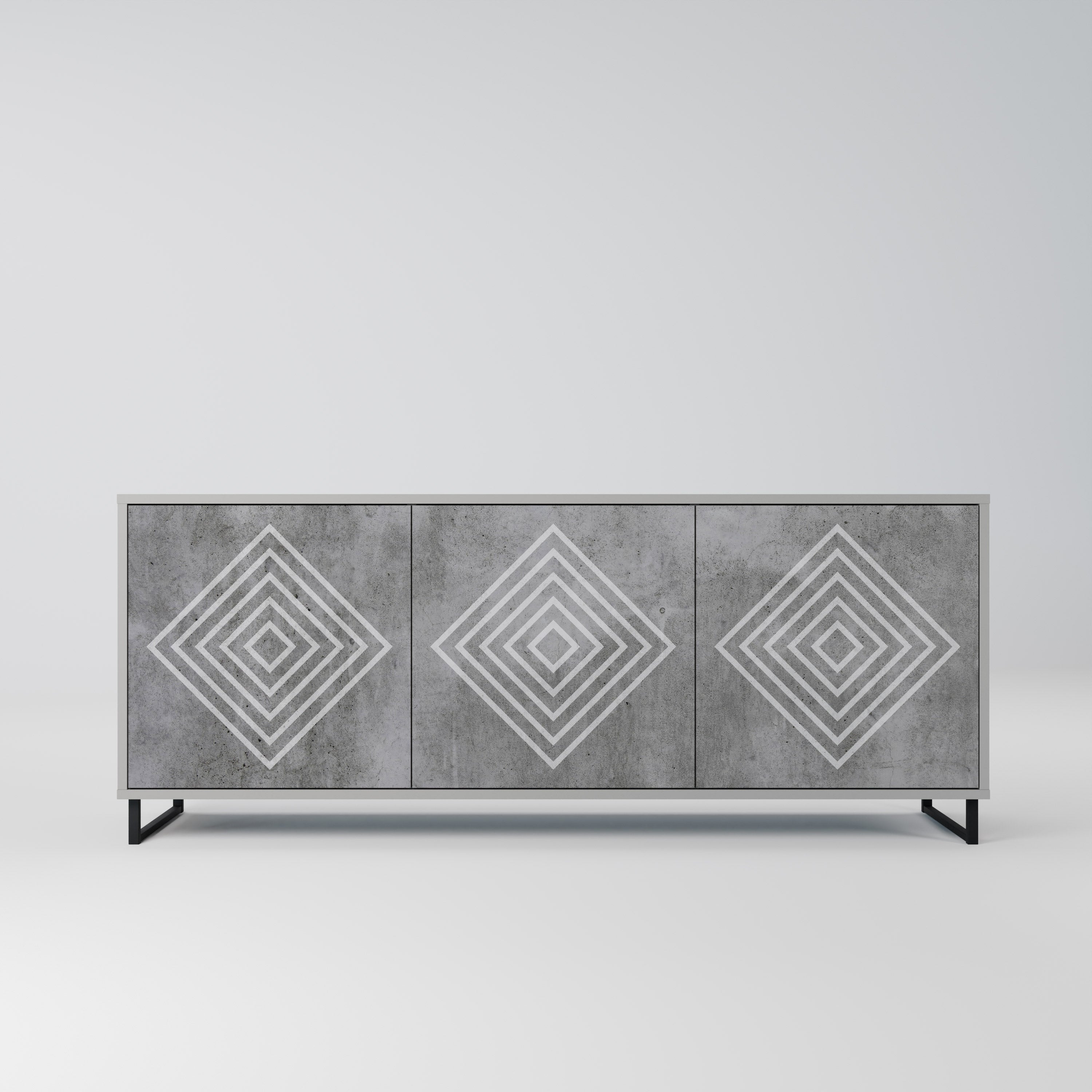 POLYGONAL ARTISTRY Komoda 3-drzwiowa korpus Szary